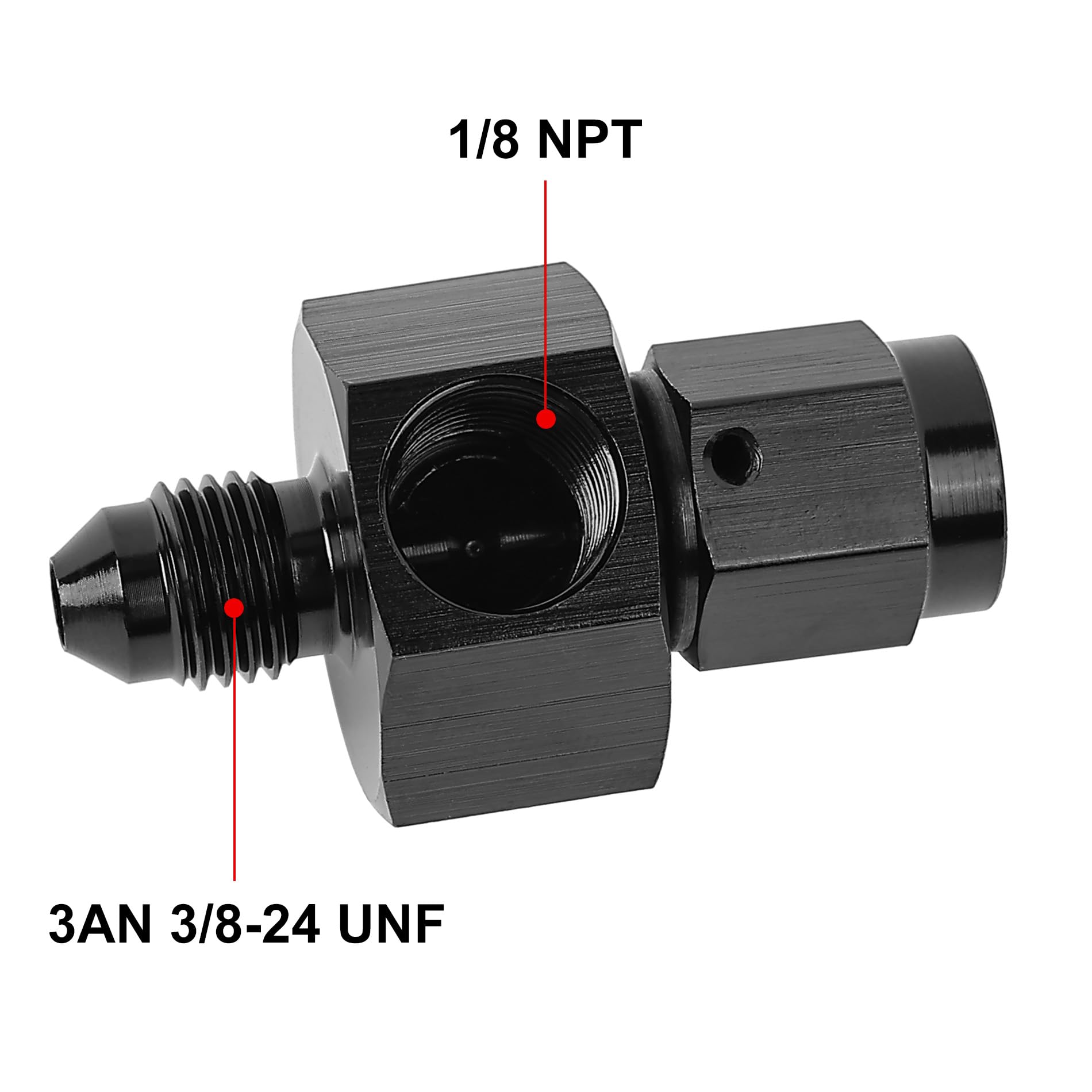Evil Energy 3An Male Flare To -3 Female Swivel With 1/8 Npt Gauge Port Fuel Pressure Take Off Fitting Adapter Aluminum