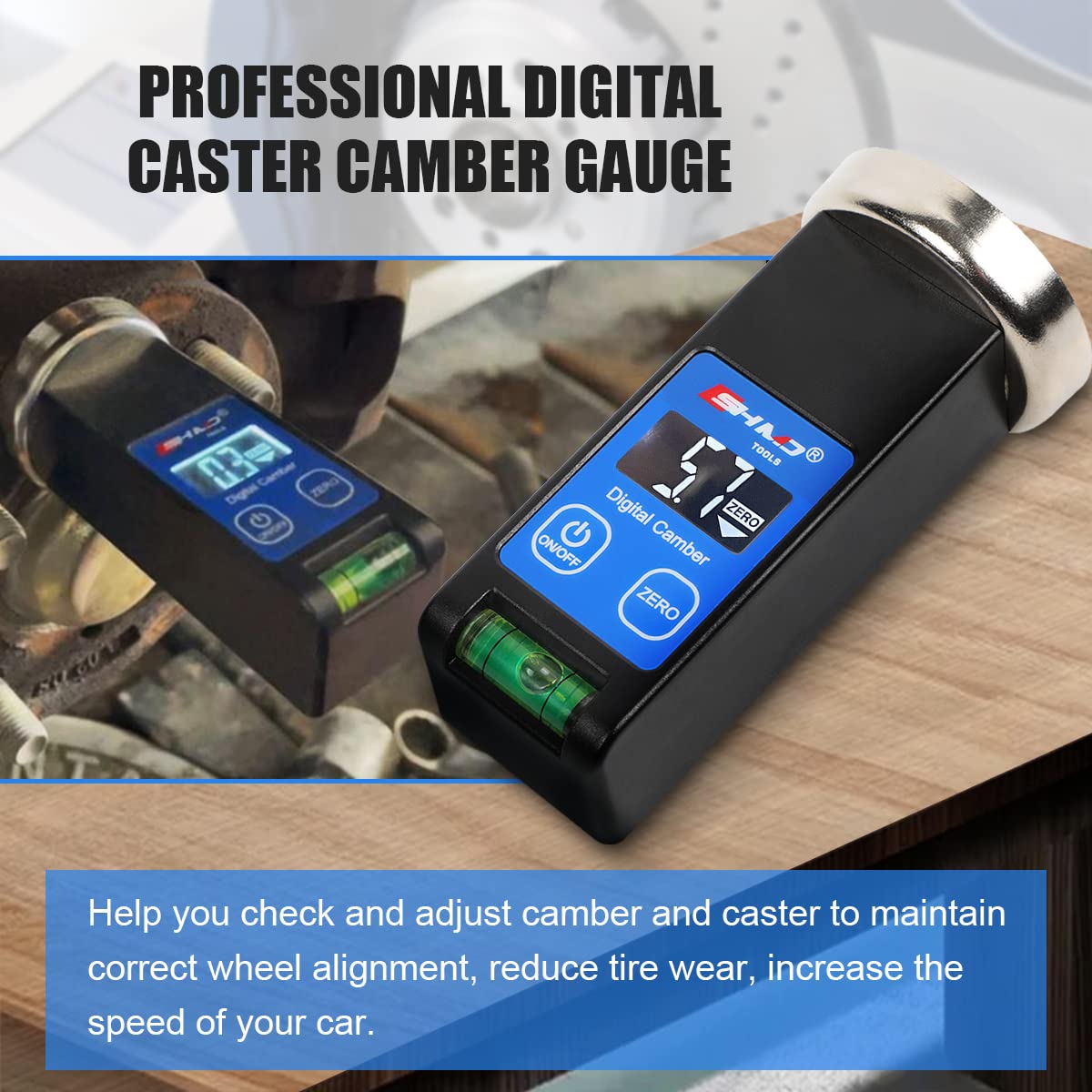 Camber Gauge Digital Wheel Alignment Tool -90 to +90 Wide Range Wheel Alignment & Balancing Tools Accurate Caster Camber Gauge w