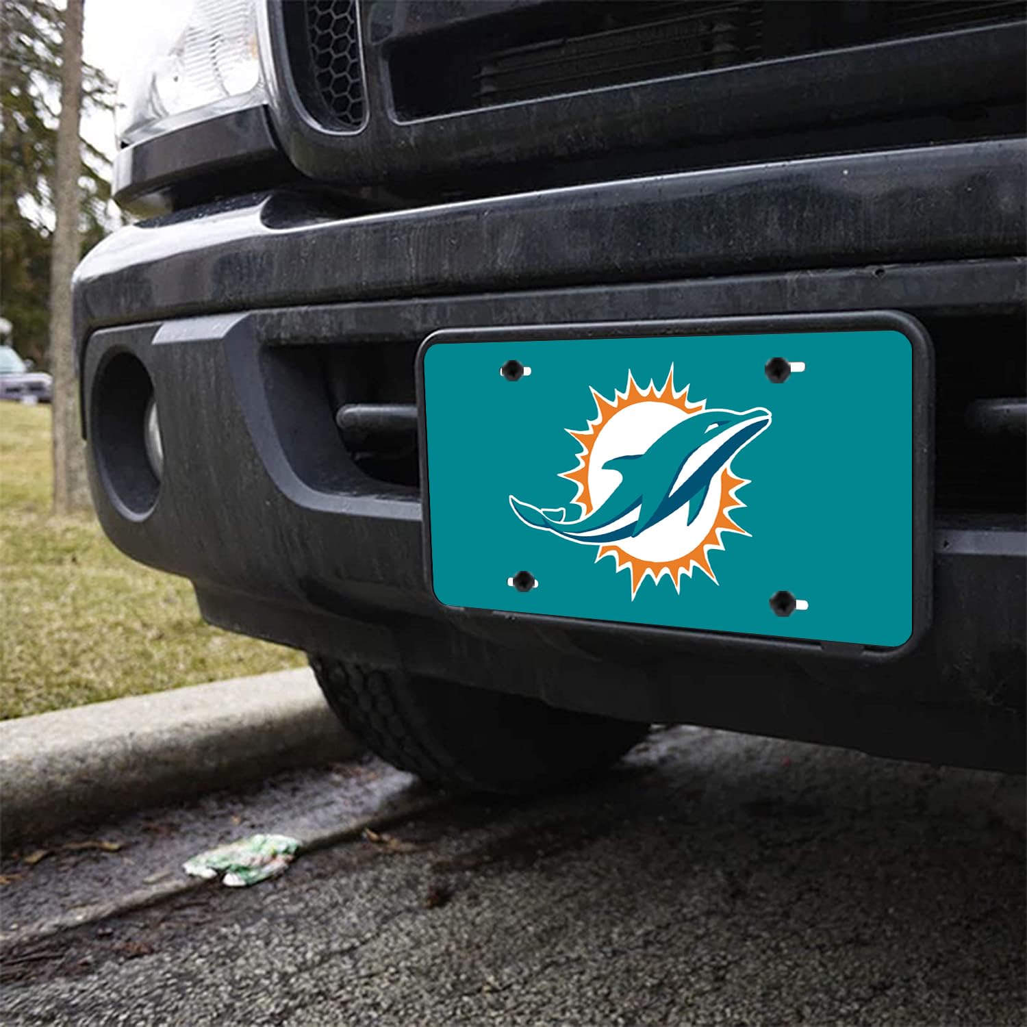 Boarlida Dolphins License Plate Durable American Football Aluminum Car License Plate Covers For Women Girls Men Boys 12 X 6 Inch