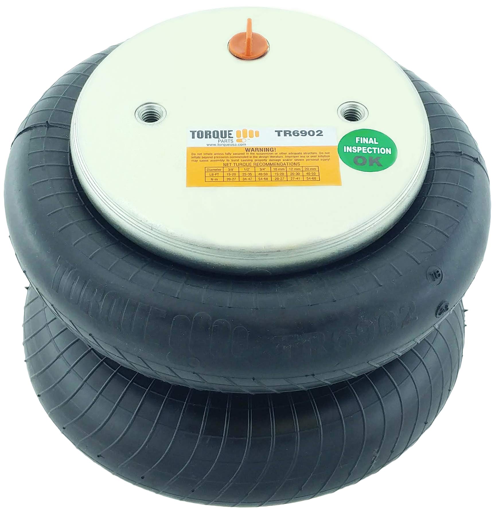TORQUE Double Convoluted Air Spring Bag (Replaces Firestone 6902, W01-358-6902, Hendrickson 2630) (TR6902)