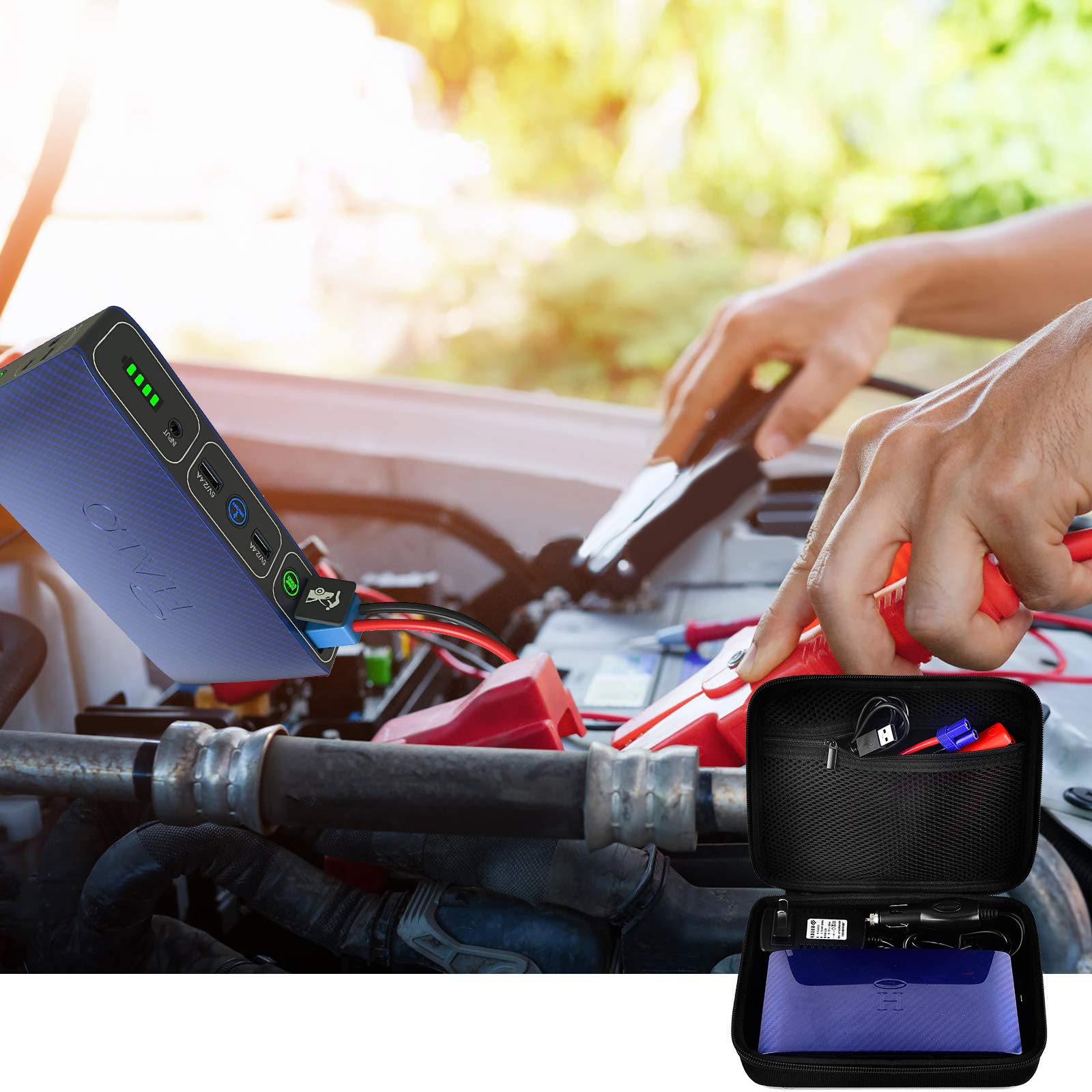 Case For Halo Bolt 58830/57720 Mwh Portable Phone Laptop Charger Car Jump Starter, Power Bank Storage Holder With Mesh Pocket For Ac Outlet, Car Charger And Accessories (Not For Halo Bolt Air)