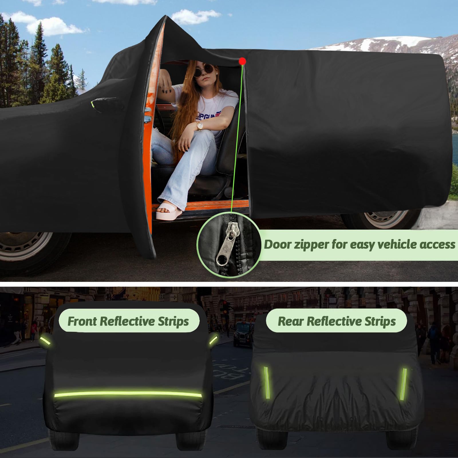 6 Layers Car Cover for Hummer H2 SUV 2002-2009, 210T Waterproof Sun Rain UV Dust Snow Protection Outdoor H2 Full Car Cover with