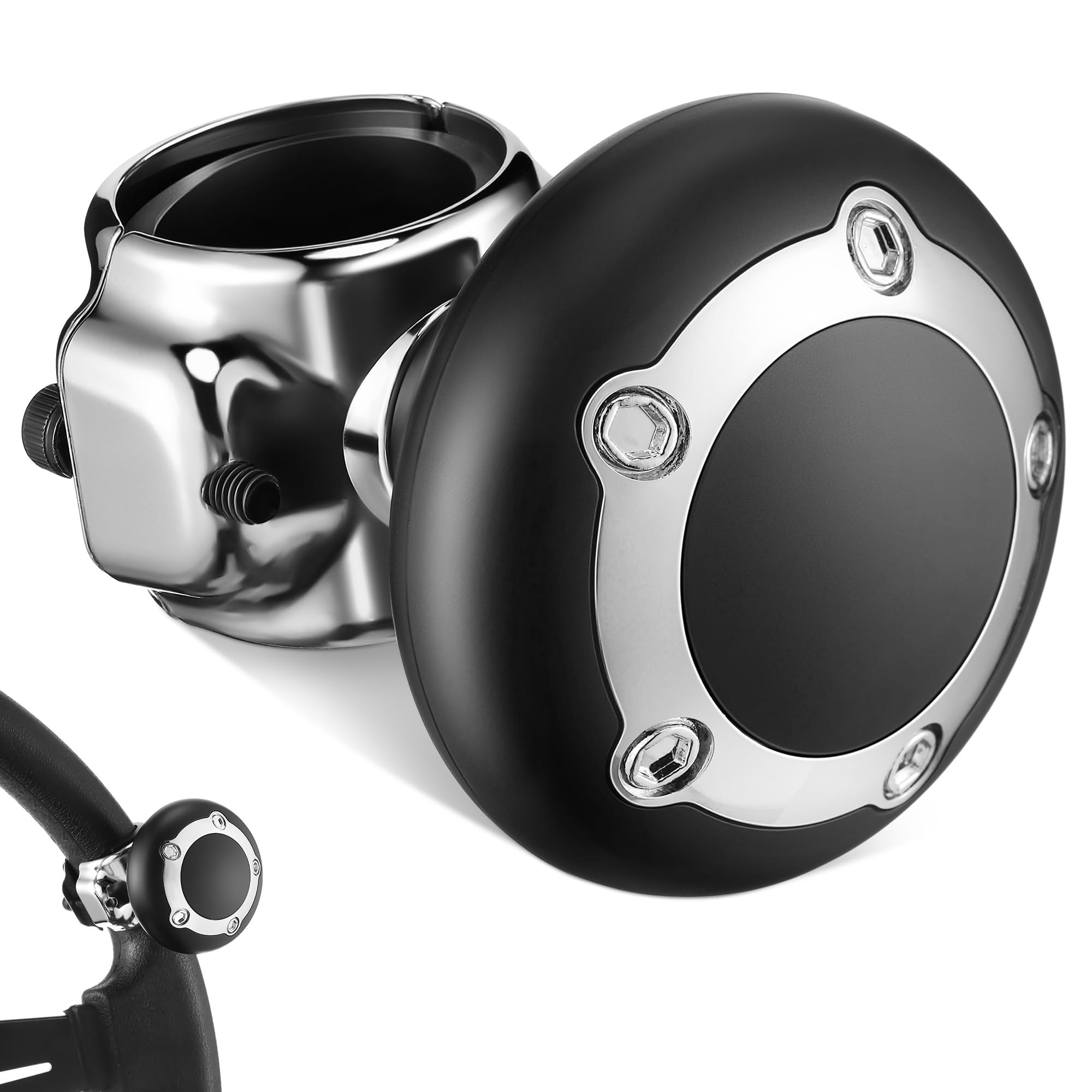 1 Pack Universal Steering Wheel Knob Spinner - Vehicle Power Handle Suicide Knob for Cars, Trucks, Tractors, Mowers, Forklifts, 