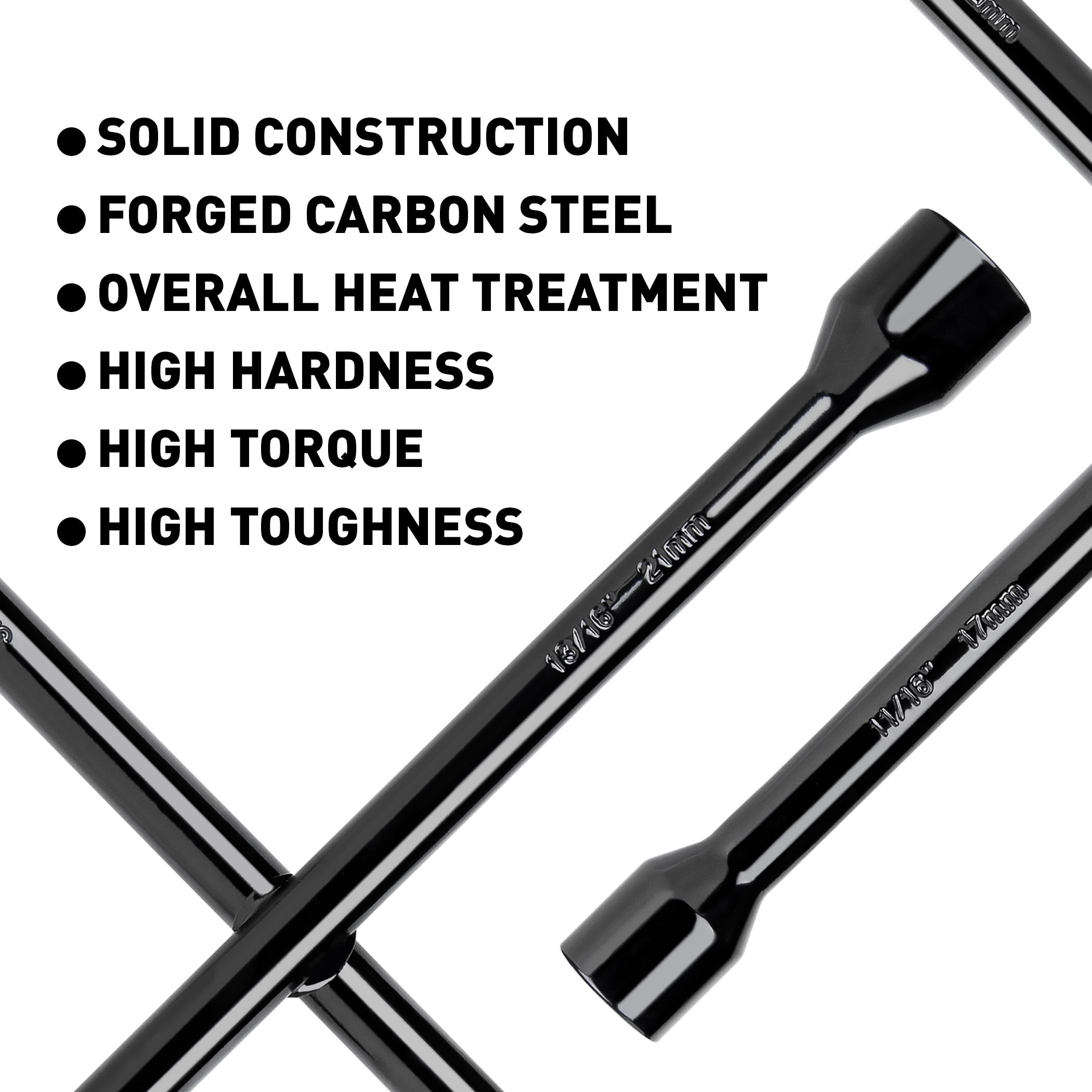 Cartman Professional 14 Inch Universal Heavy Duty Lug Wrench 4 Way Tire Iron Wrench, Black