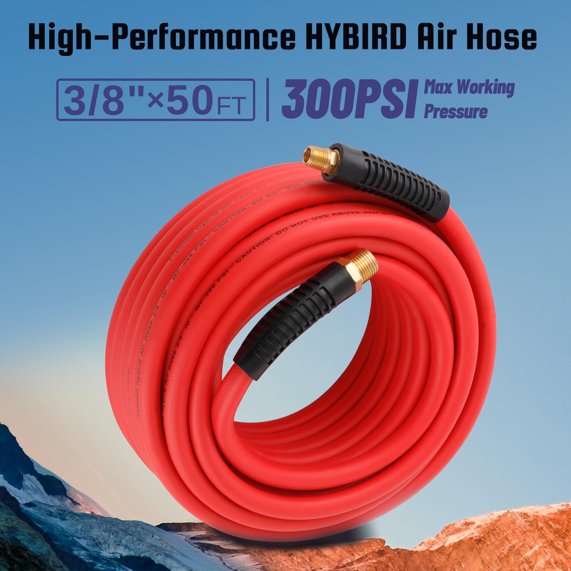 Dazakoot Truck Tire Inflator Kit, Heavy Duty 3/8    X 50Ft Hybrid Air Hose, 1/2    Npt End For Universal Glad Hand, 1/4    Npt E