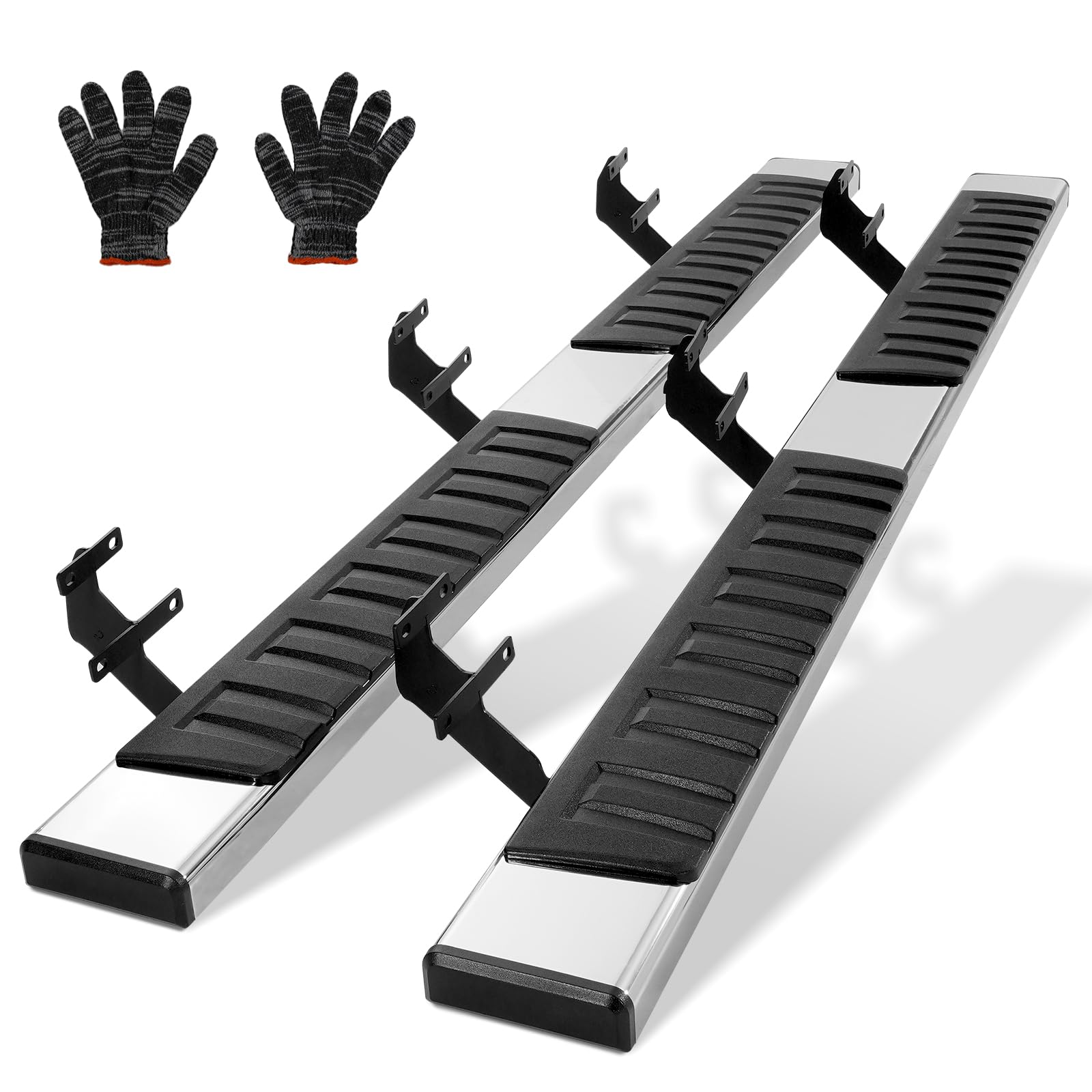 Vevor Running Boards, 6' Step Bars Compatible With 2015-2023 Ford F150-Crew Cab/2017-2023 Ford F-250 F-350 Super Duty Crew Cab, 201 Stainless Steel Side Steps Nerf Bars, 500Lbs Capacity, 2 Piece