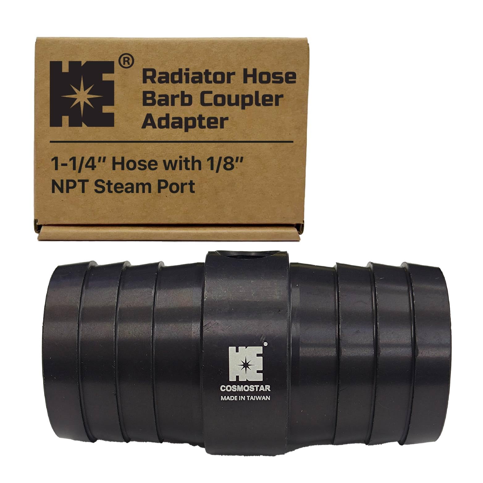 Cosmostar 1-1/4 Radiator Hose Barb Coupler Adapter with 1/8 NPT Steam Port for LS Swap - Aluminum Coolant Crossover Splice for S
