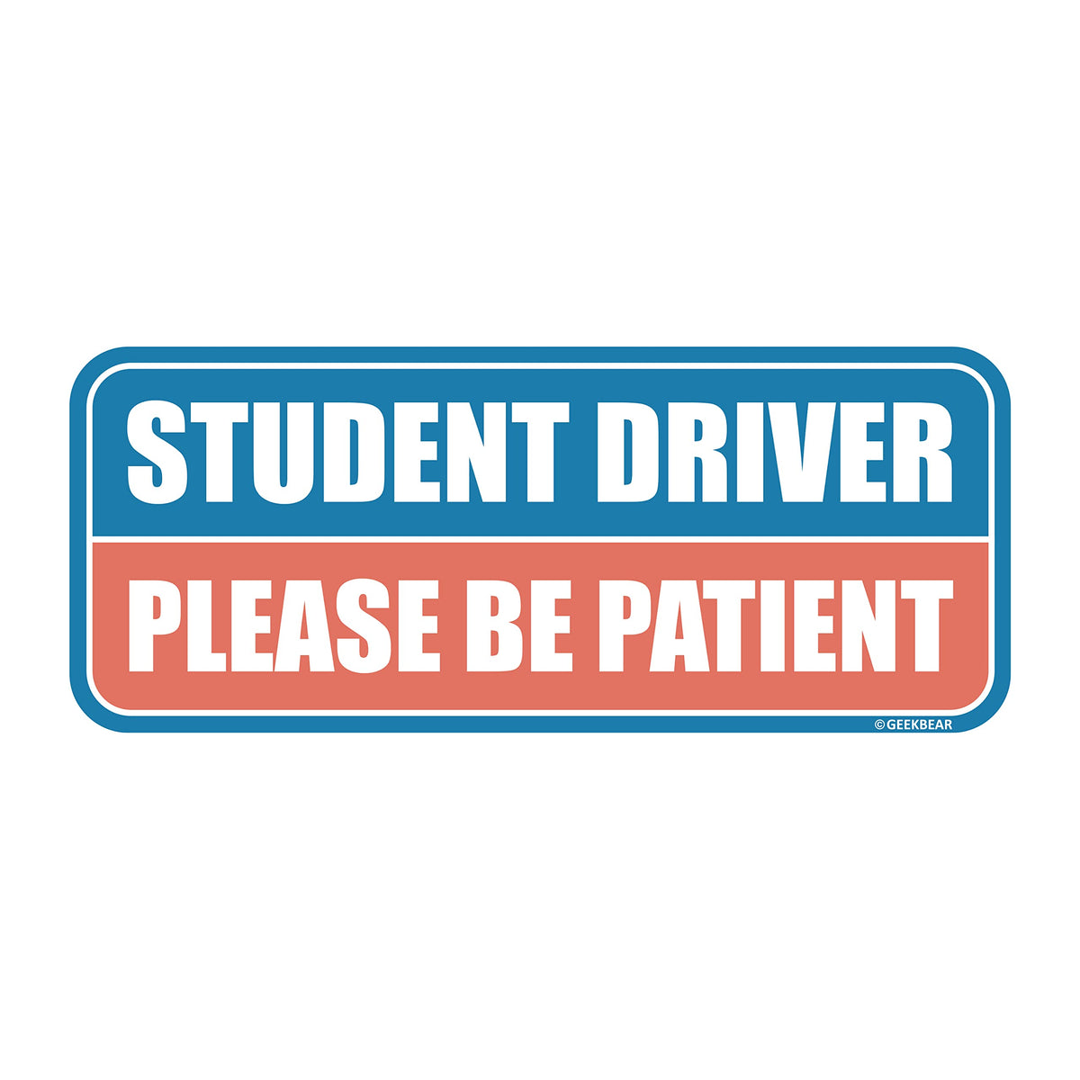 Geekbear Student Driver Car Magnet - Colorful, Reflective, Weather-Resistant - Rectangular 8.7 X 3.5 In (Blue/Salmon)
