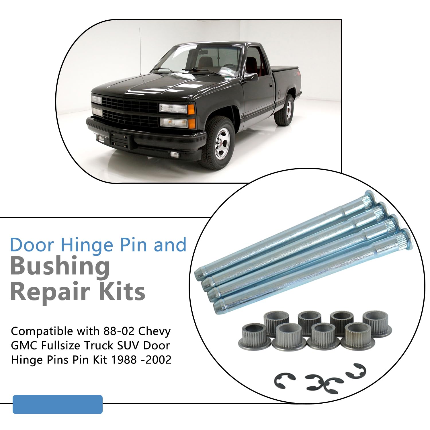 Door Hinge Pin And Bushing Repair Kit Compatible With Chevy Gmc 1500 2500 3500 C1500 C2500 C3500 K1500 K2500 K3500 Tahoe Suburba