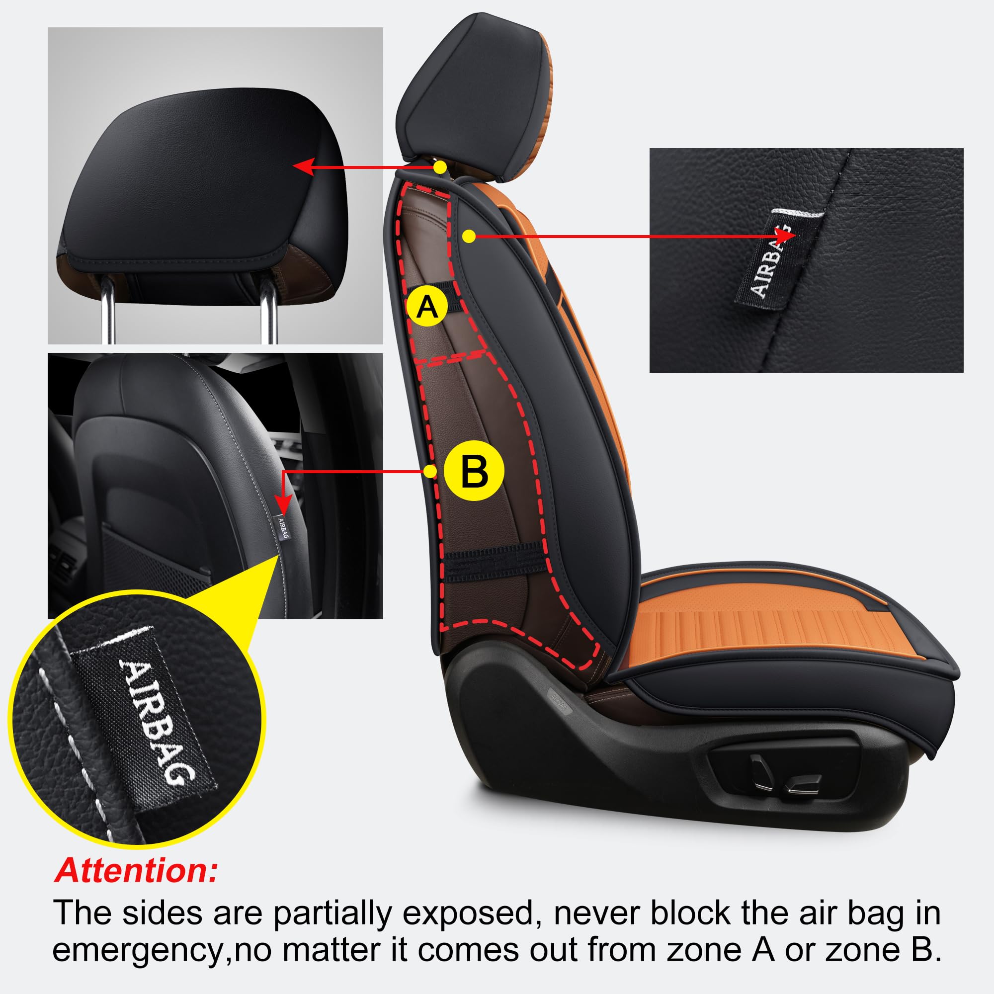 Lingvido Waterproof Car Seat Covers Full Set, Universal Leather Seat Covers For Cars Suv Trucks With Head Pillow, Automotive Pro
