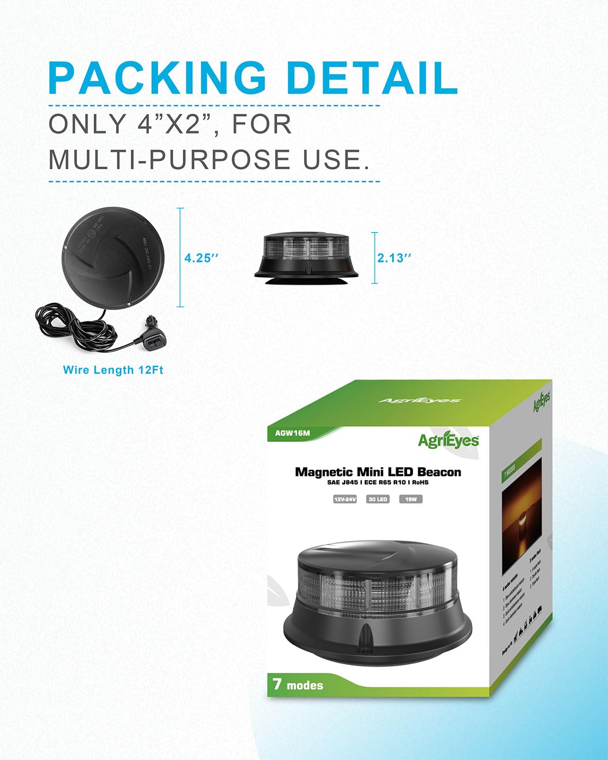 Agrieyes Smoke Lens Beacon Light, Safety Warning Lights Magnetic, Led Flashing Emergency Strobe Lights For Vehicles, Caution Haz