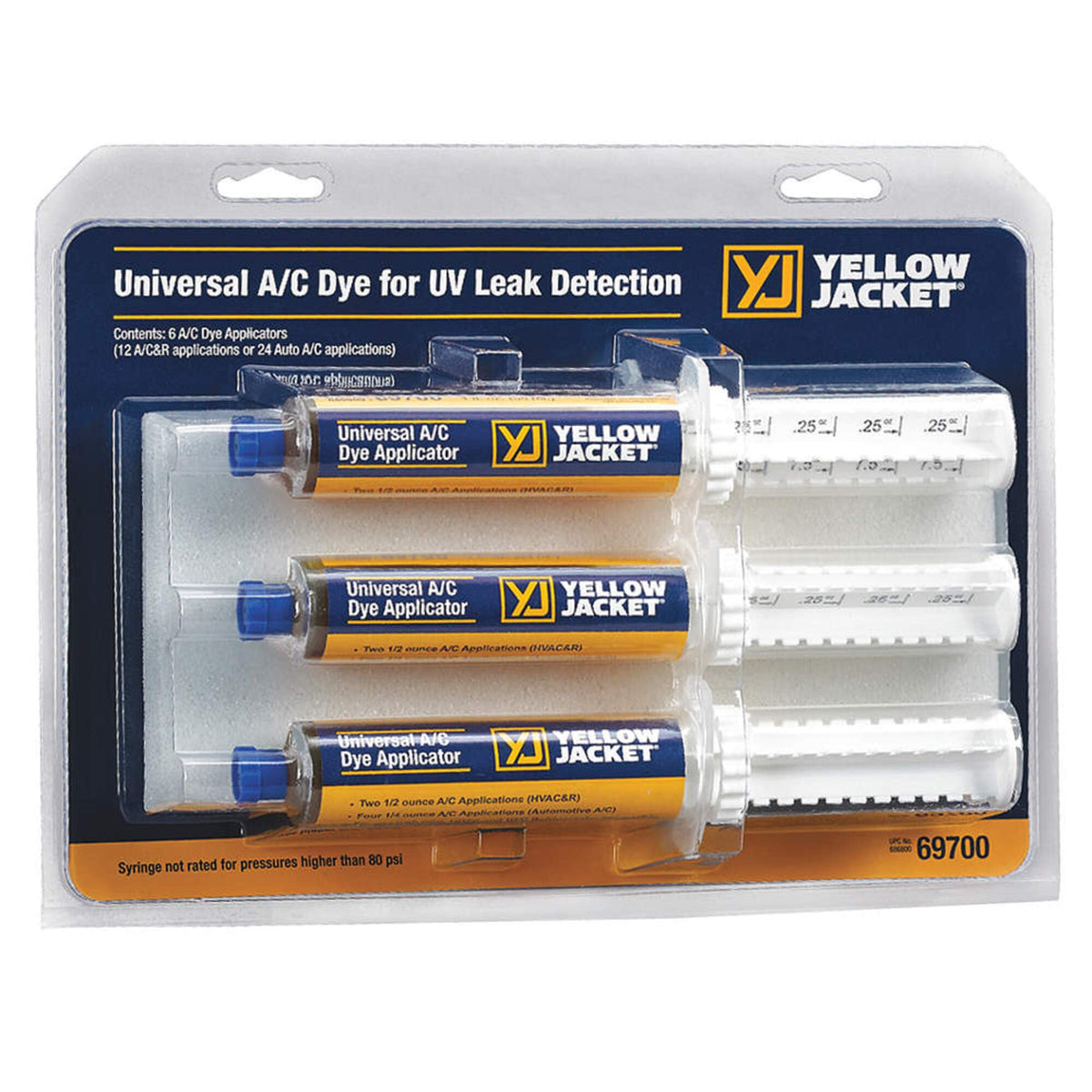 Yellow Jacket 69700 6-Pack Universal A/C Dye For Uv Leak Detection