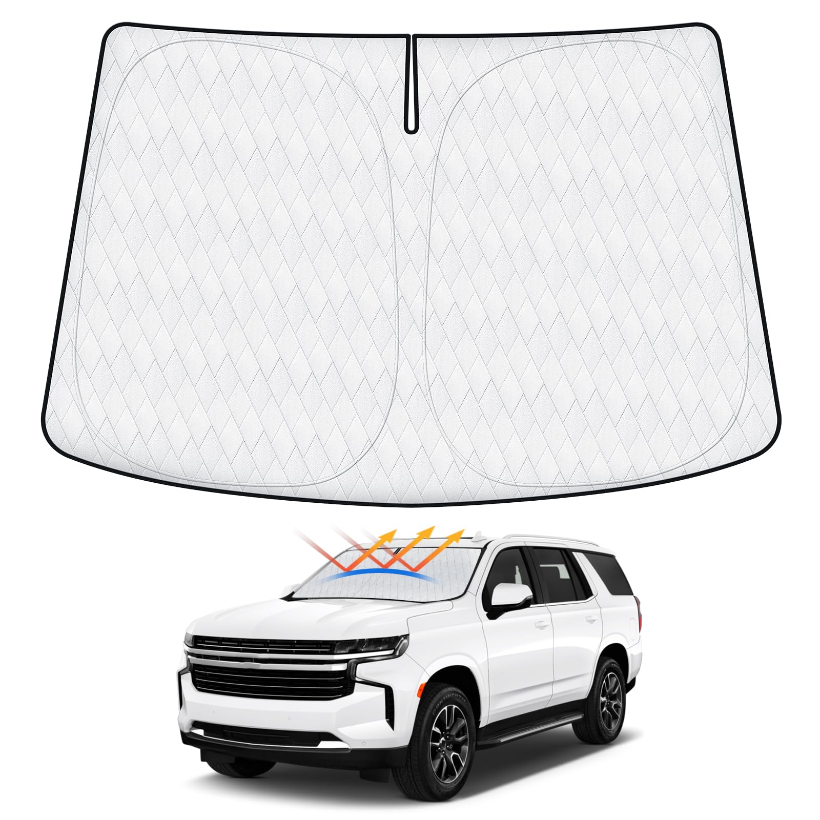 Cartist 5-Layer Windshield Sun Shade Custom Fit For Chevrolet Tahoe 2021 2022 2023 2024 Accessories Foldable Car Front Window Su