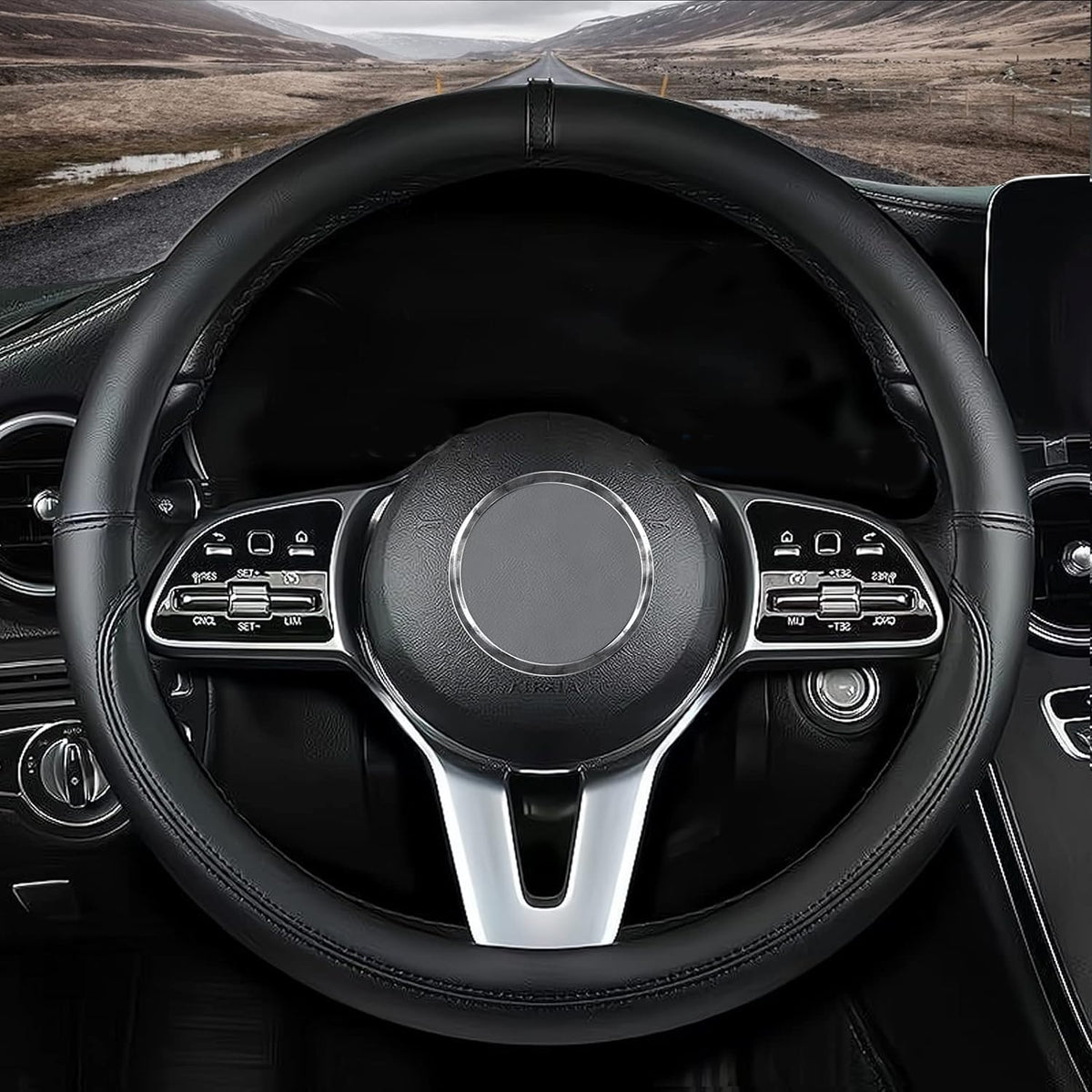 Custom Fit For Dodge Car Steering Wheel Cover, Nappa Leather Car Steering Wheel Cover Non-Slip Steering Wheel Cover, Designed Fo