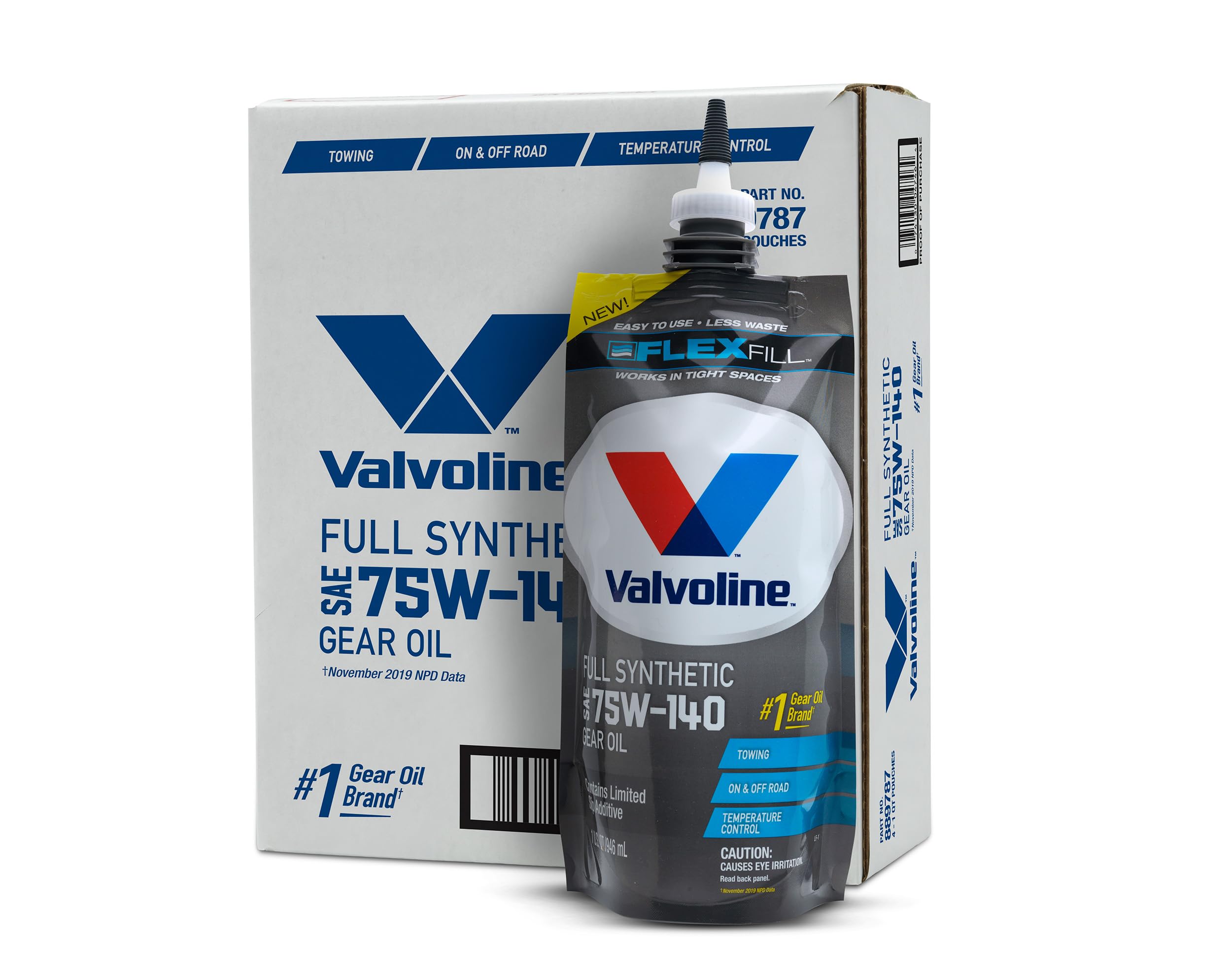 Valvoline Flexfill Sae 75W-140 Full Synthetic Gear Oil 1 Qt, Case Of 4