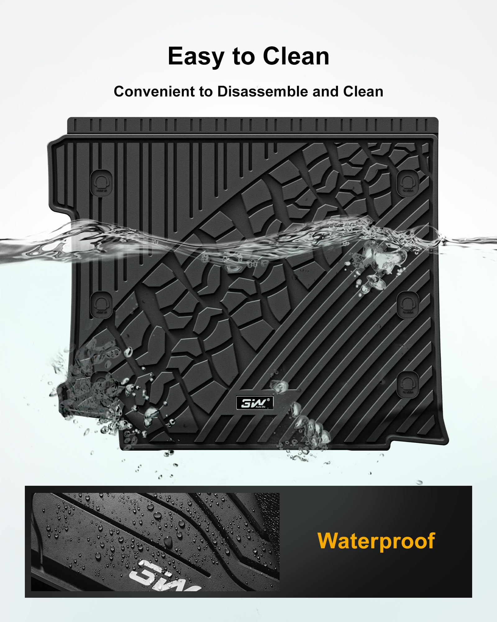 3W Cargo Mat Fit For Jeep Wrangler Jl With Subwoofer 2018-2024 2025 All Weather Custom Fit Trunk Liner For Jl Unlimited 4-Door S