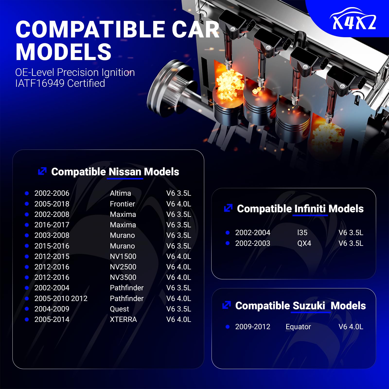 Uf349 Ignition Coil & 224018H515 Double Iridium Spark Plug For Nissan Altima Maxima Murano Frontier Quest Xterra Pathfinder Nv15
