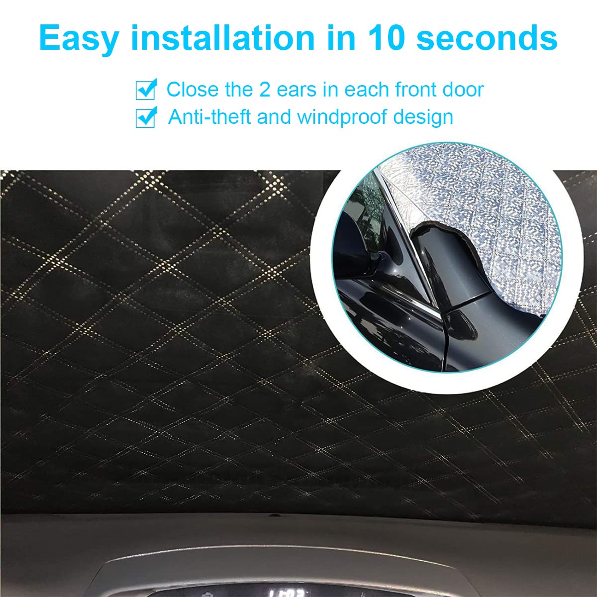 Car Windshield Snow Cover With 4 Layers Windproof Protection Defense Frost Sunlight, All Weather Winter & Summer Front Window Au