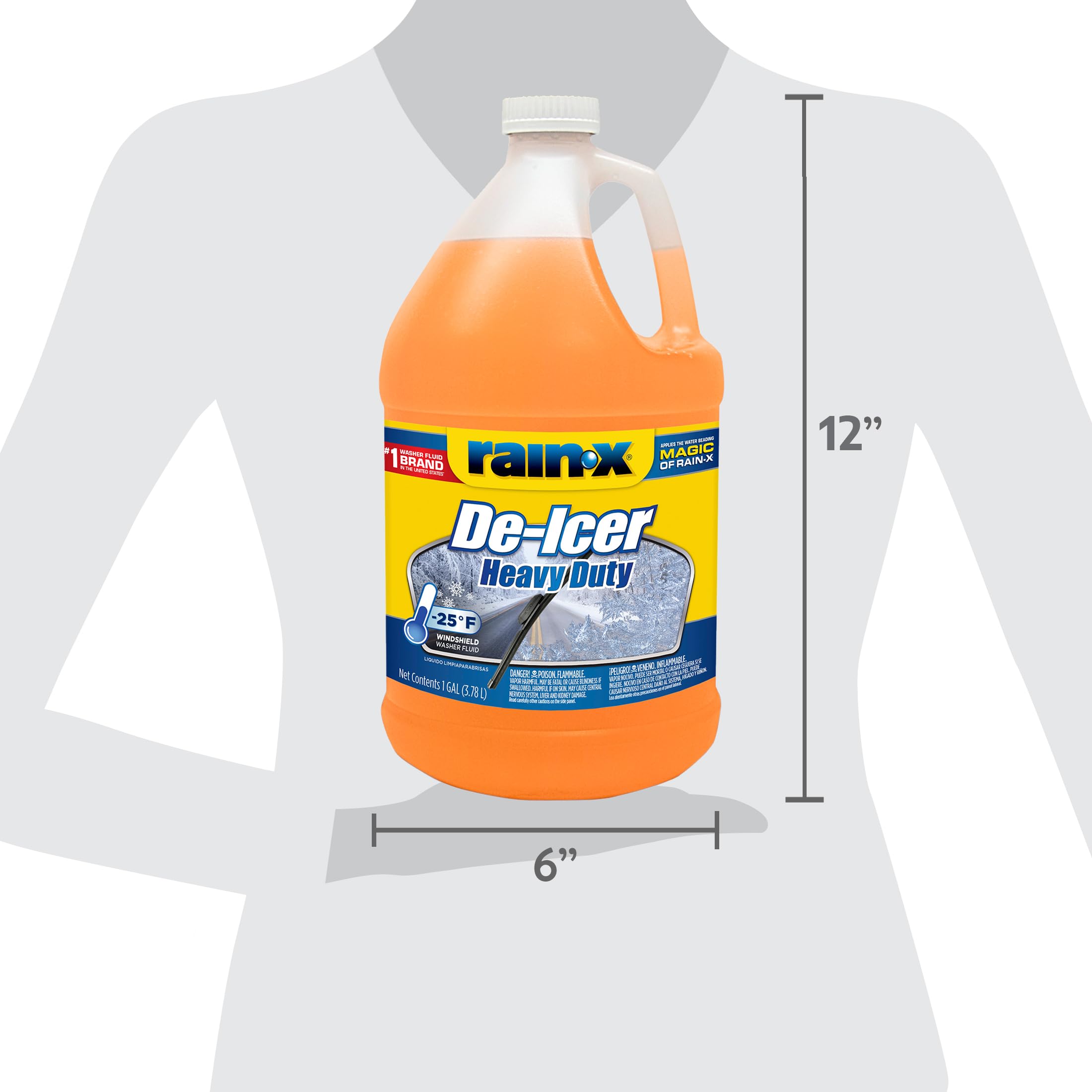 Rain-X -25F Heavy Duty De-Icer Windshield Washer Fluid - 1 Gallon (Pack Of 6)