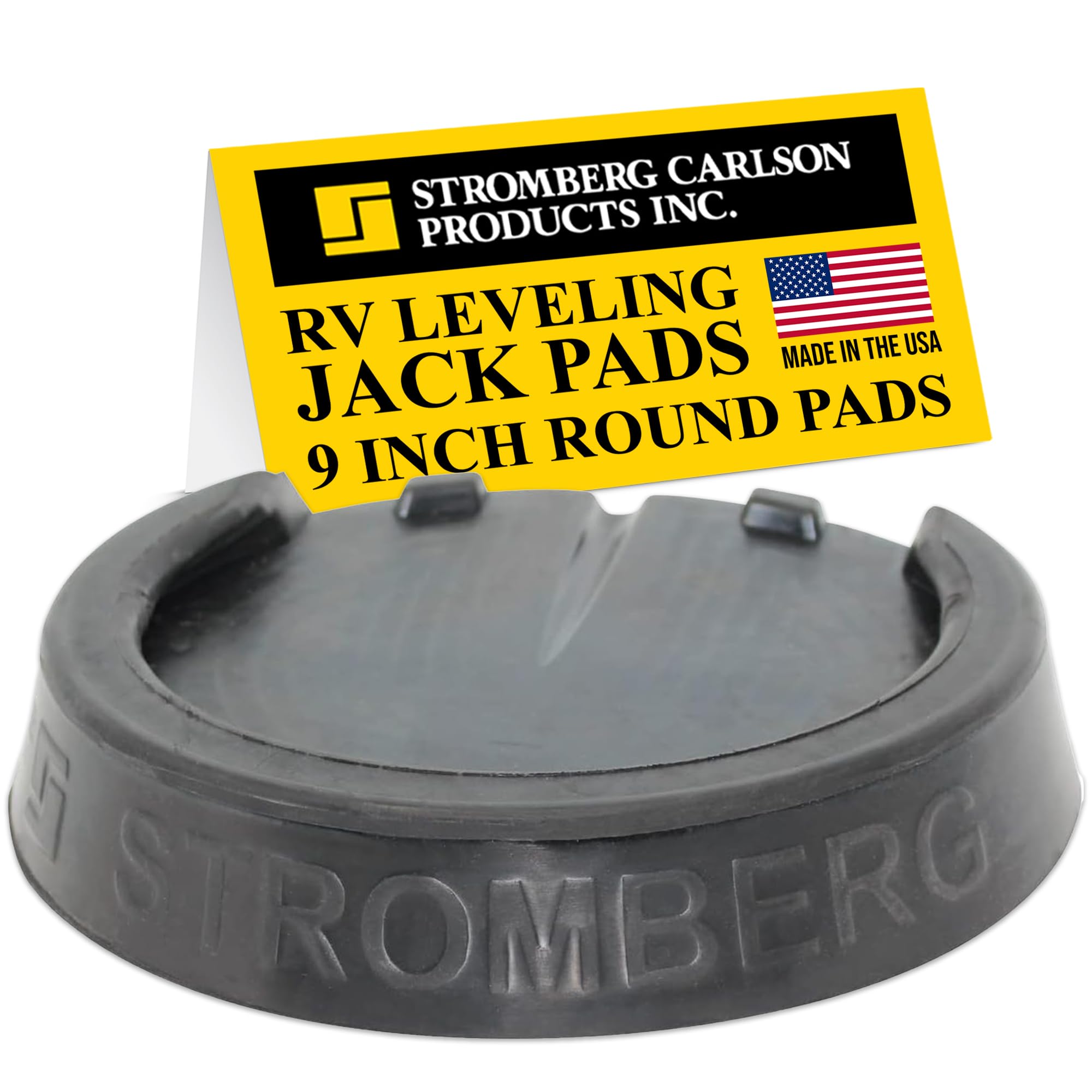 Stromberg Carlson Rv Leveling Jack Pads - Durable Rubber Blocks For Leveling, Anti-Slip Jack Pads For Rvs And Campers, Protects Against Rust Stains, Non-Slip Design, 9 Inch Round Foot Pads, 1 Pack