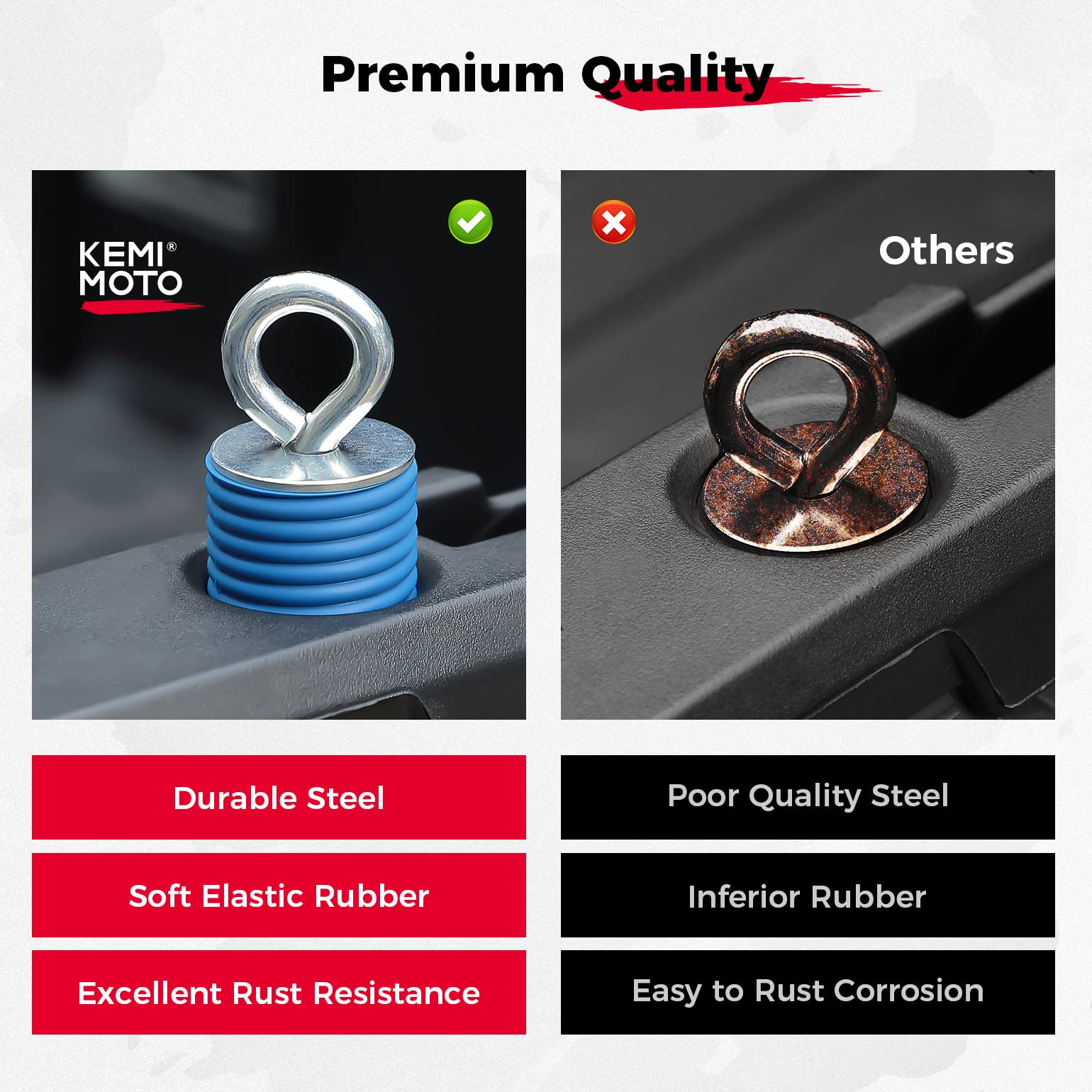 Kemimoto Tie Down Anchors, Bed Anchors Compatible With Ranger 1000 Xp 900 Xp 800 700 500 General 1000 Bed Accessories With 1-7/16 Hole (6 Pcs, Blue)