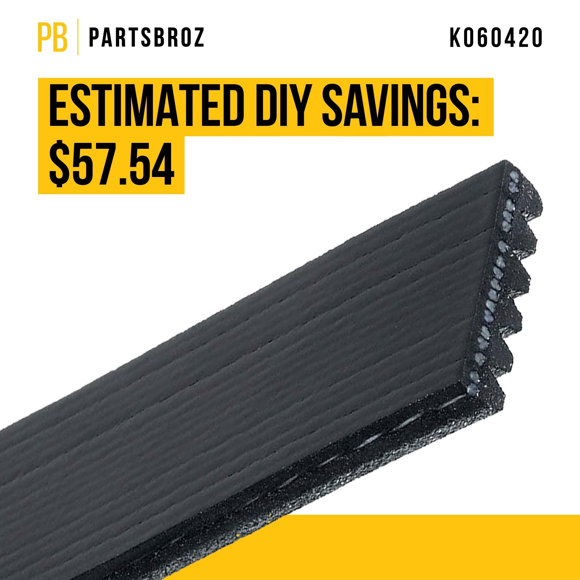 Partsbroz K060420 Micro-V Serpentine Drive Belt - Compatible With Gates Continental Dayco Bando Acdelco Masterpro Goodyear - Rep