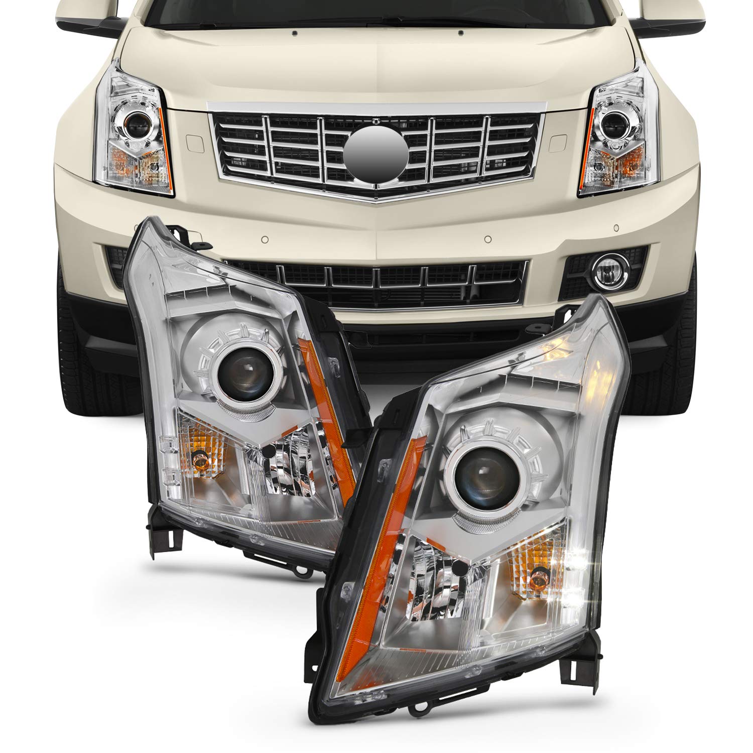 Akkon - For 2010-2016 Cadillac Srx Factory Style Oe Replacement Halogen Type Headlight Lamp Driver And Passenger Side Pair