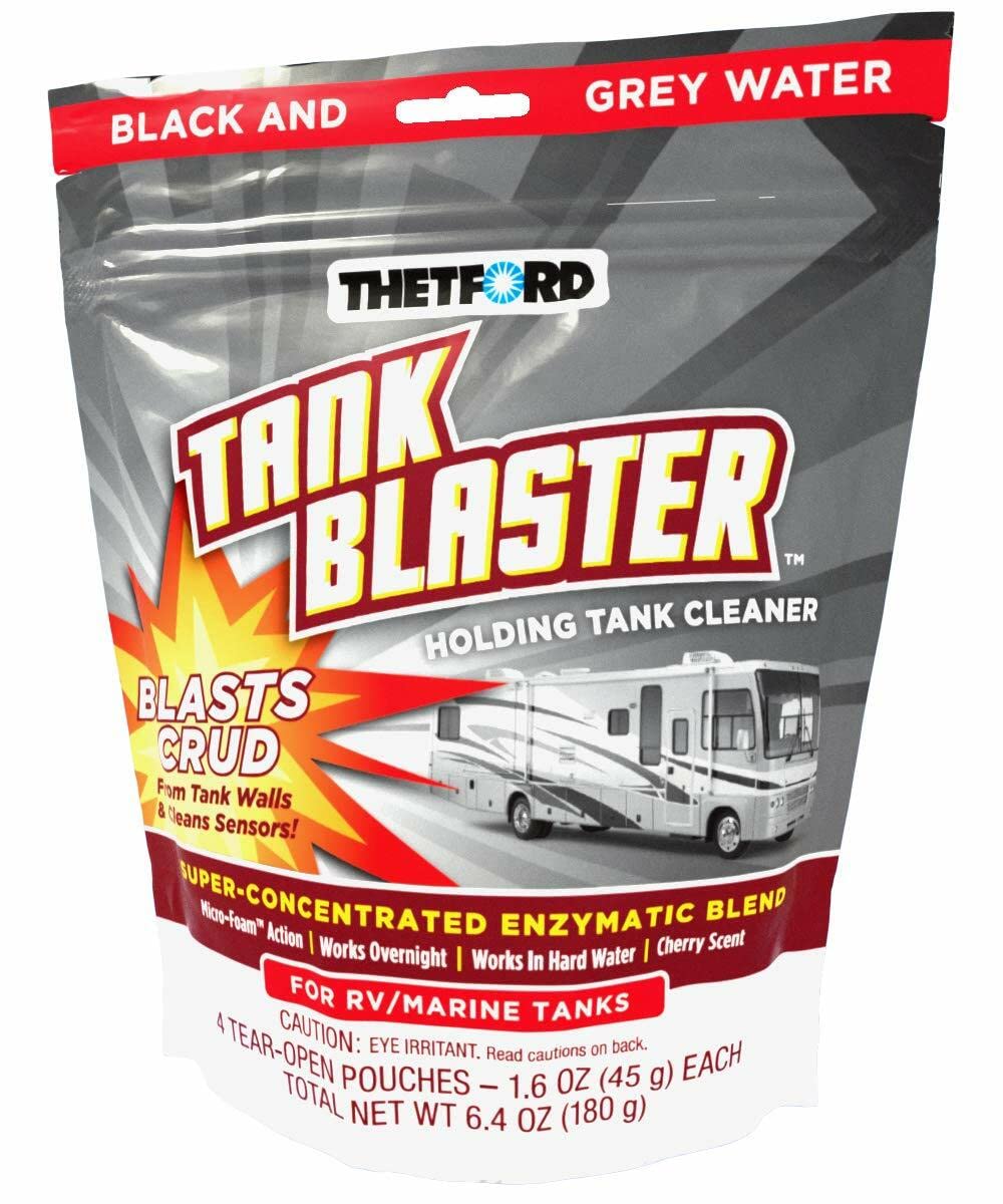 Thetford Tank Blaster - Level Sensor Cleaner - Black & Grey Waste Water Holding Tanks & Portable Tanks Cleaner - 4 X 1.6 Oz Packets Thetford - 96527,White