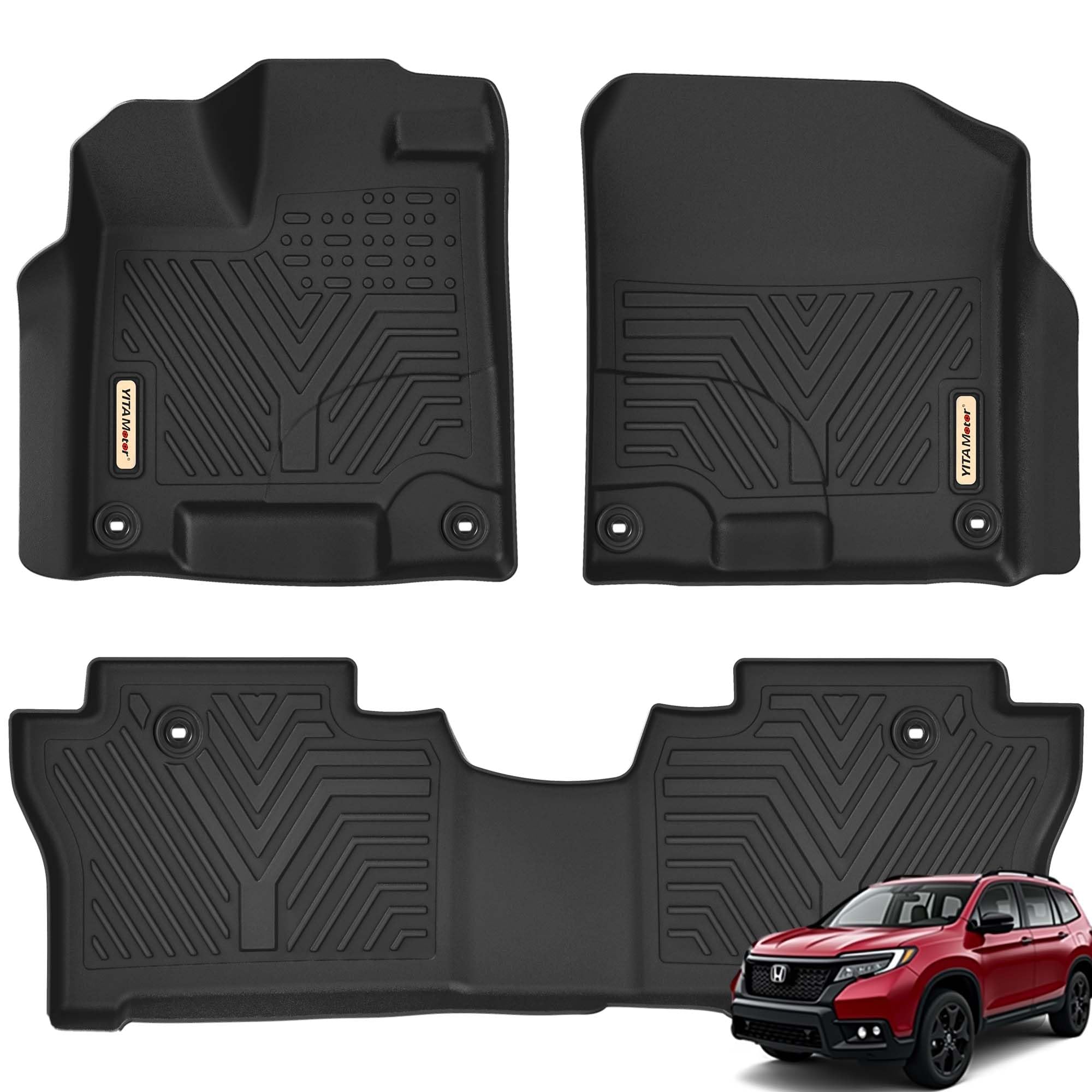 Yitamotor Floor Mats Compatible With 2019-2025 Honda Passport, Custom Fit Tpe Passport Floor Liners 1St & 2Nd Row All Weather Pr