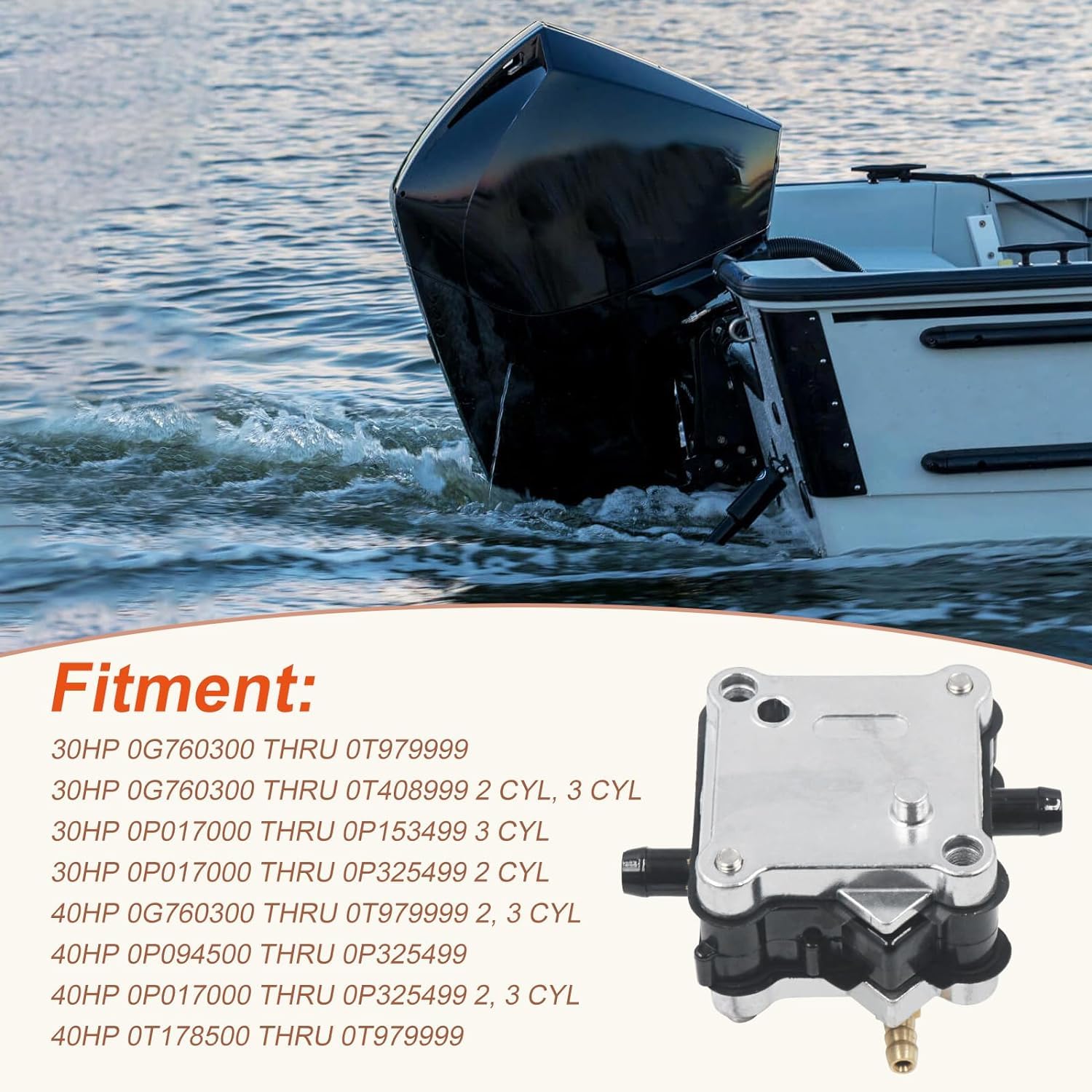 2Pcs 14360A78 Fuel Pump for Mercury Mariner 14360A16 14360A71 14360A73 14360A41 14360A43 14360A50, 2 Stroke 30-300 HP Outboard M