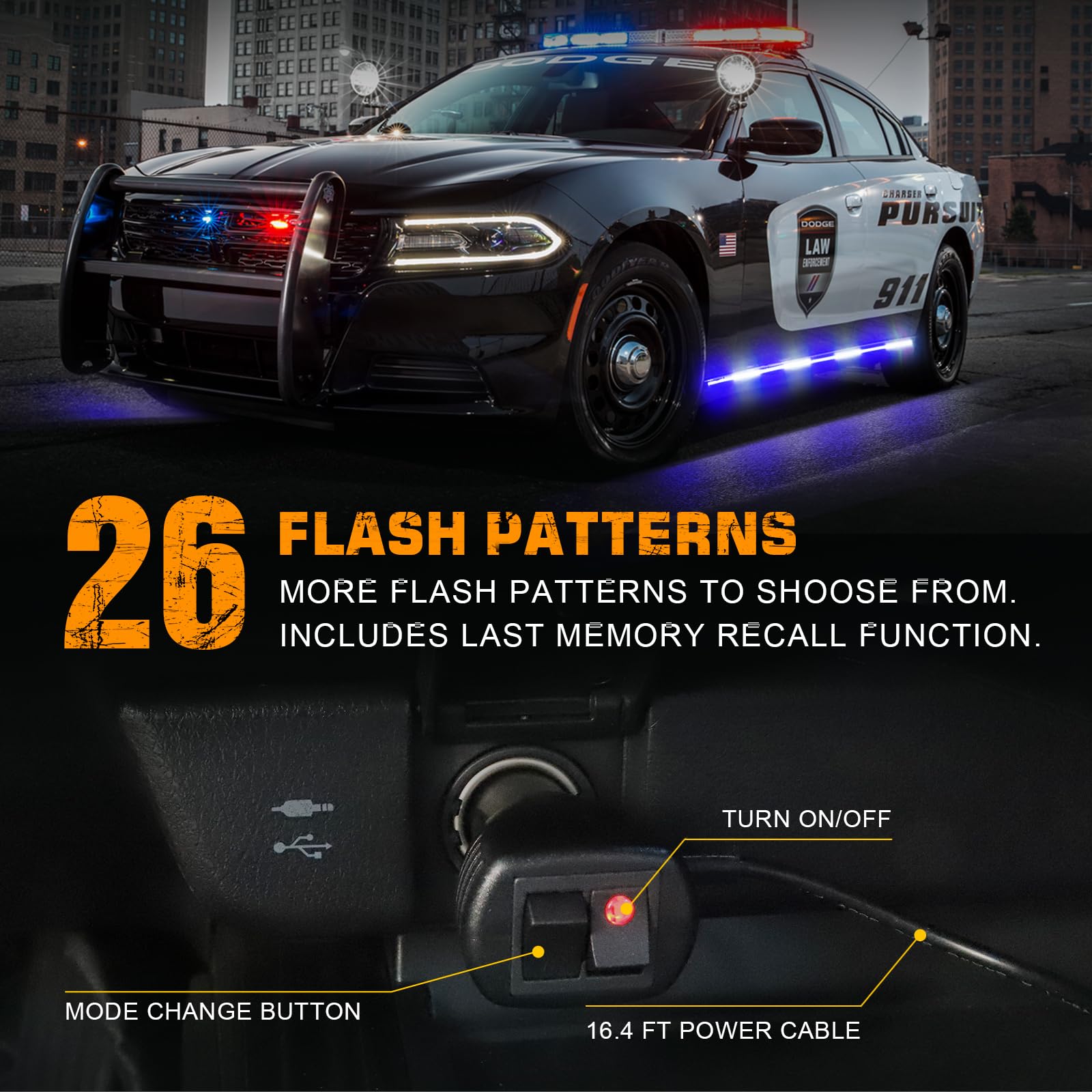 Xridonsen 2Pcs 70 Inch Truck Blue White Emergency Lights Strip 864 Led Running Board Strobe Lights Police Firefighter Lights Fla