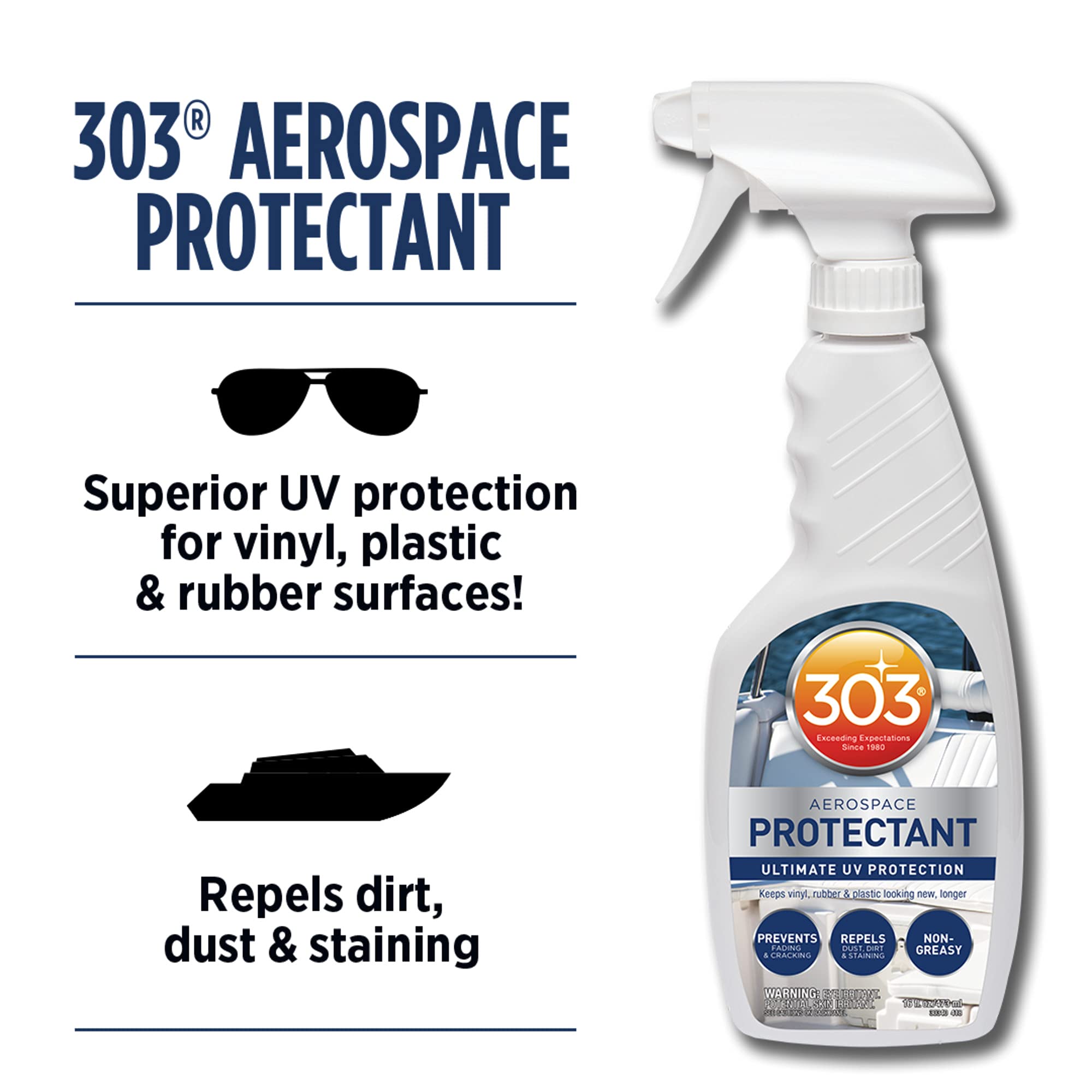 303 Products Marine Aerospace Protectant - Uv Protection - Repels Dust, Dirt, & Staining - Smooth Matte Finish - Restores Like-N