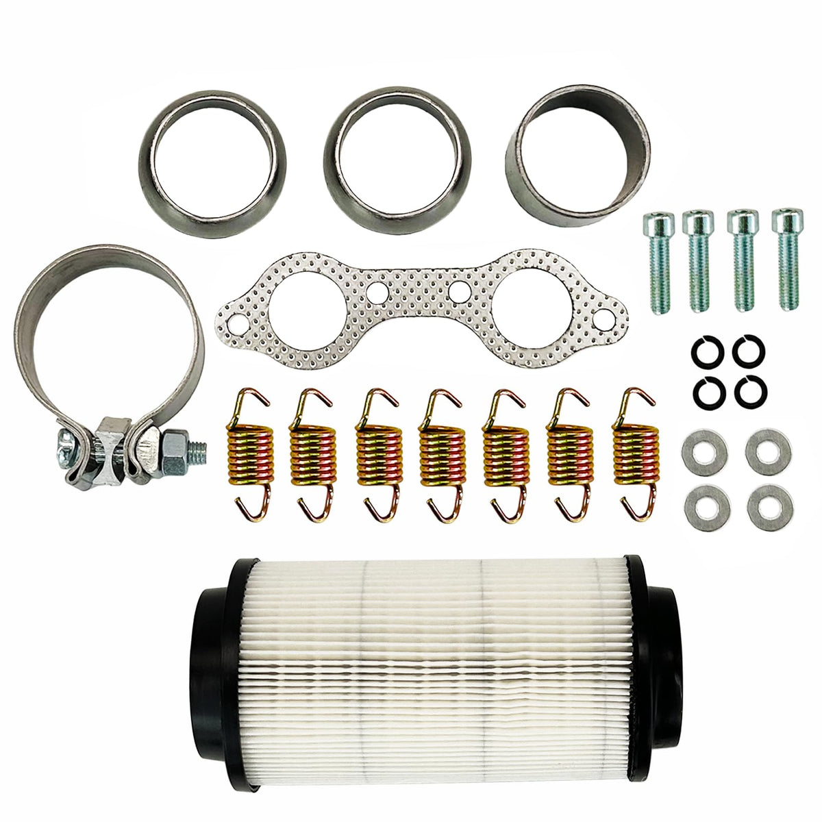 Phoddar Exh/Aust Pipe Manifold Gasket Spring Rebuild Kit With Clamp For Polaris Ranger Rzr 800 Efi 2008-2010 Sportsman 700 800 9