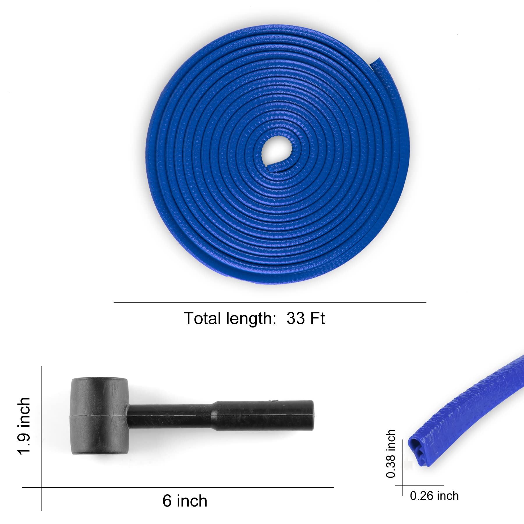 Singaro 33Ft (10M) Car Door Edge Guard, No Glue Rubber Decorative Protective Strip, Car Door Entry Protector, Applicable To Car, Truck, Suv And Atv, Car Exterior Accessories(Blue)