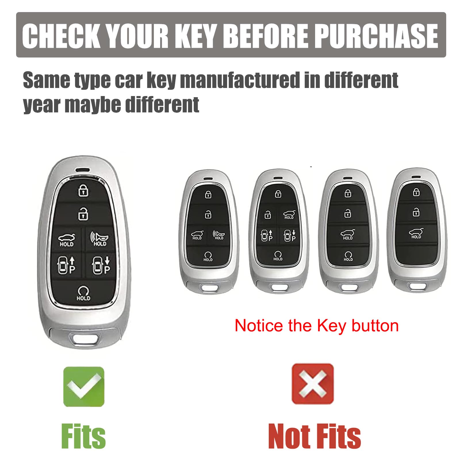 Gematay Hyundai Key Fob Cover With Keychain Lanyard, Soft Tpu Protector For Sonata, Nexo, Tucson Smart Key Case