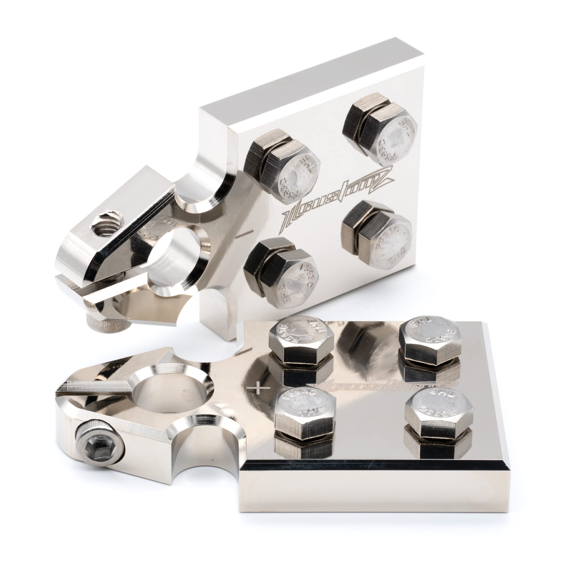 ILL Customz 4 Spot Battery Terminal Distribution Block, 8AWG to 4/0, Heavy Duty Aluminum, Model FLAT-4-SAE