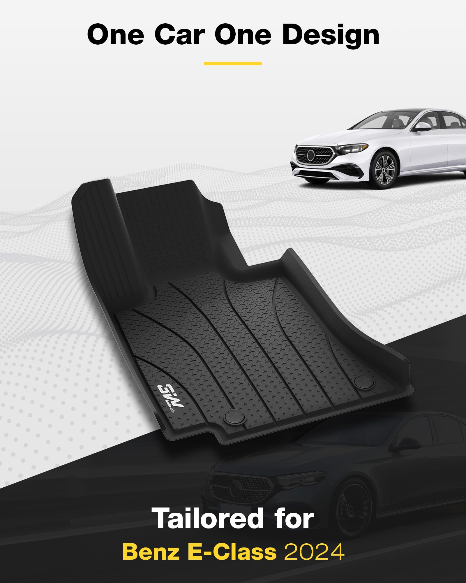 3W Floor Mats Fit For Mercedes Benz E-Class 2024 2025 Tpe All Weather Custom Fit Floor Liner For E300 E320 E350 E400 E550 E63, 1