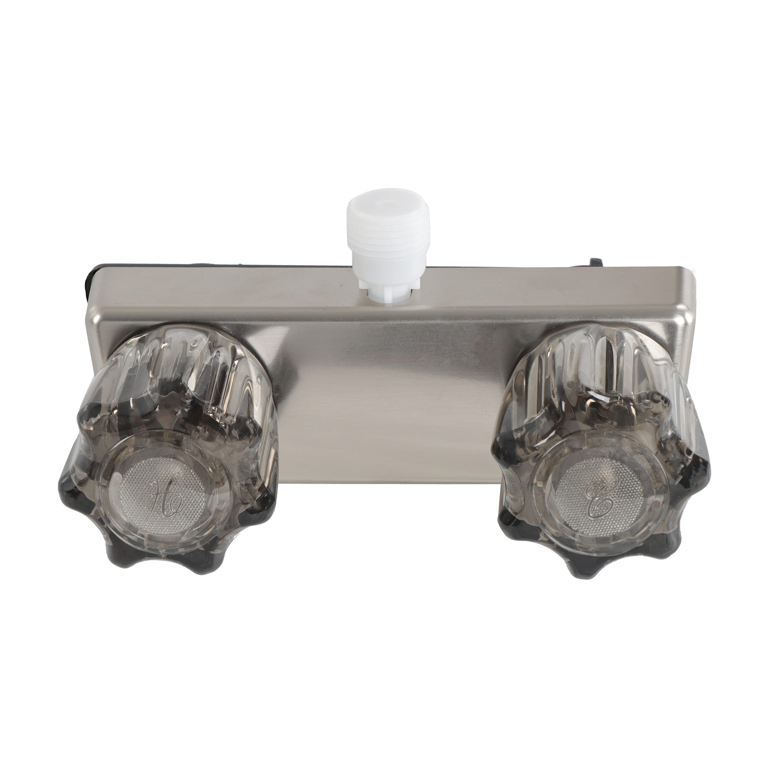 Empire Faucets Exterior Rv Shower Valve - 4In Nickel Camper Outdoor Shower Valve With Crystal Knobs And Vacuum Breaker