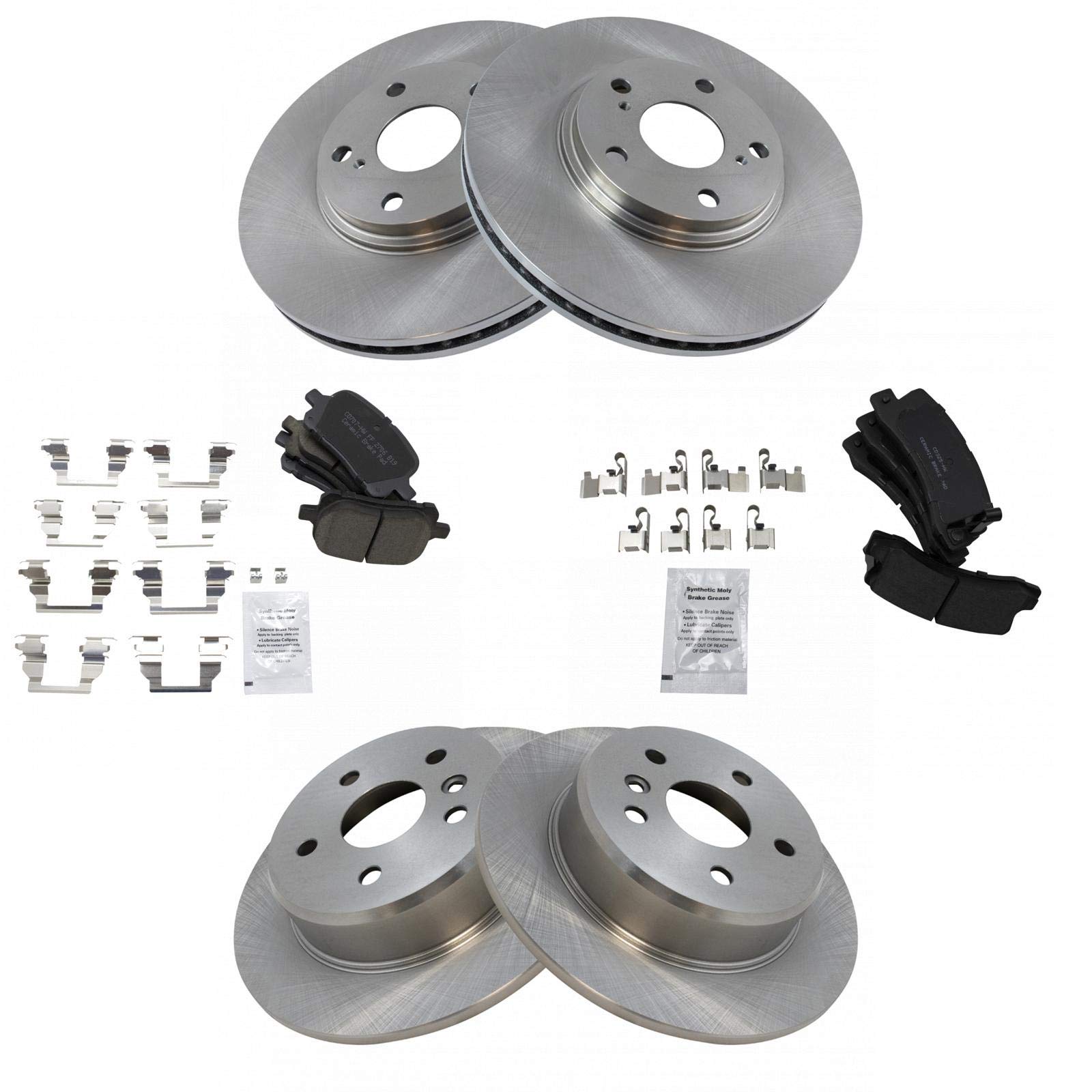 Trq Front And Rear Brake Pad & Rotor Kit Brake Pads Brake Rotor Ceramic Compatible With 1999-2001 Lexus Rx300