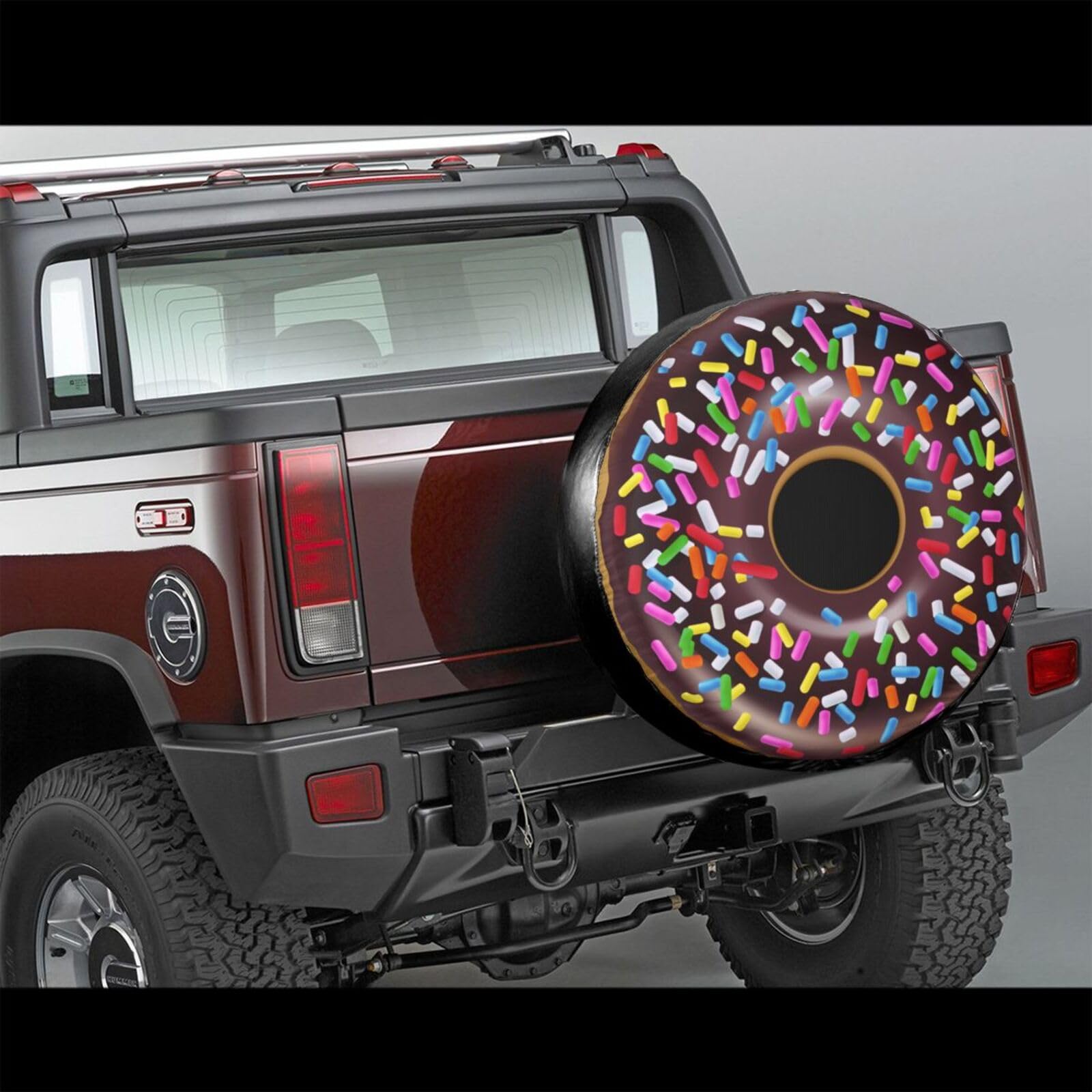 Chocolate Sprinkles Donut Spare Tire Cover Doughnut Tire Wheel Covers Weatherproof Wheel Tire Protector Waterproof UV Sun Protec