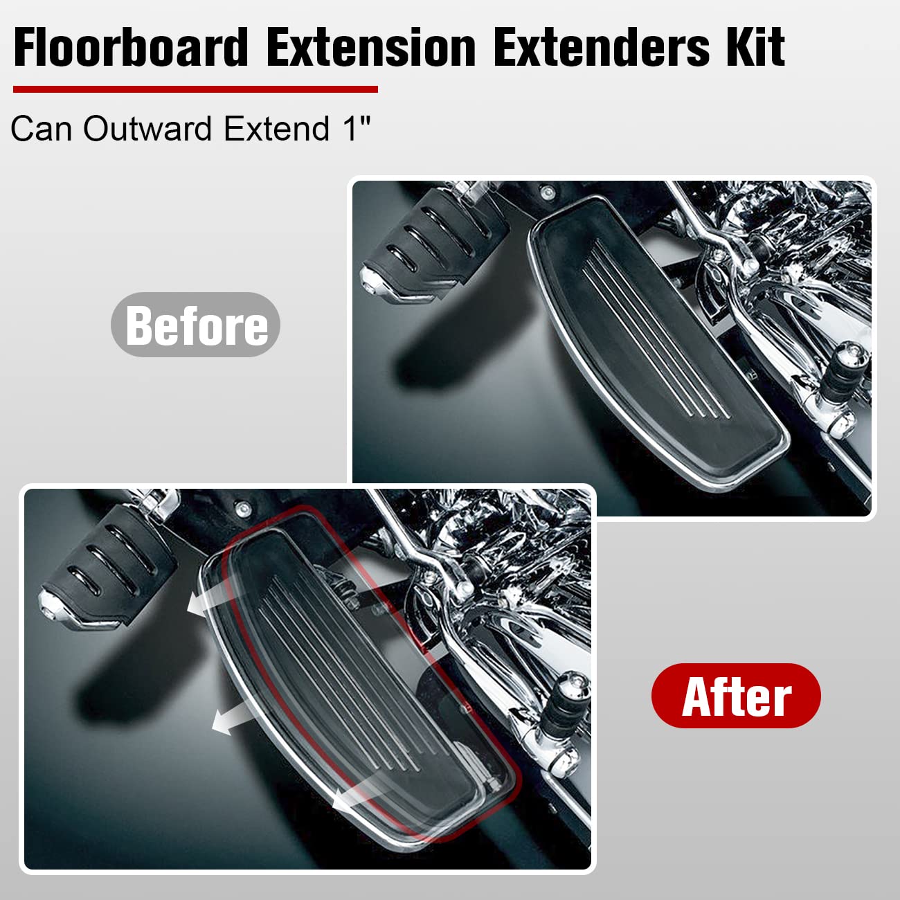 Aufer Driver Floorboard Outward Extension Driver Floorboard 1'' Spacer Extenders Kit Compatible With For 2009-2023 Touring Elect