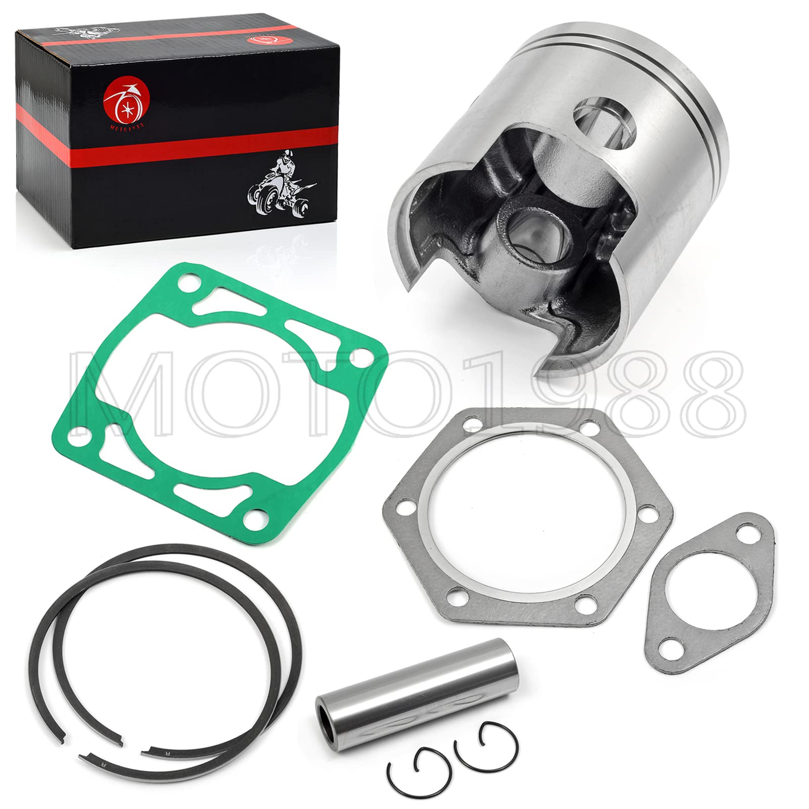 Piston & Piston Rings Kit And Gasket For Ezgo 2 Cycle Gas Golf Cart 1976-1988 72Mm Standard Bore 244Cc Ec25-Ds Ec25 2Pg Engine 1