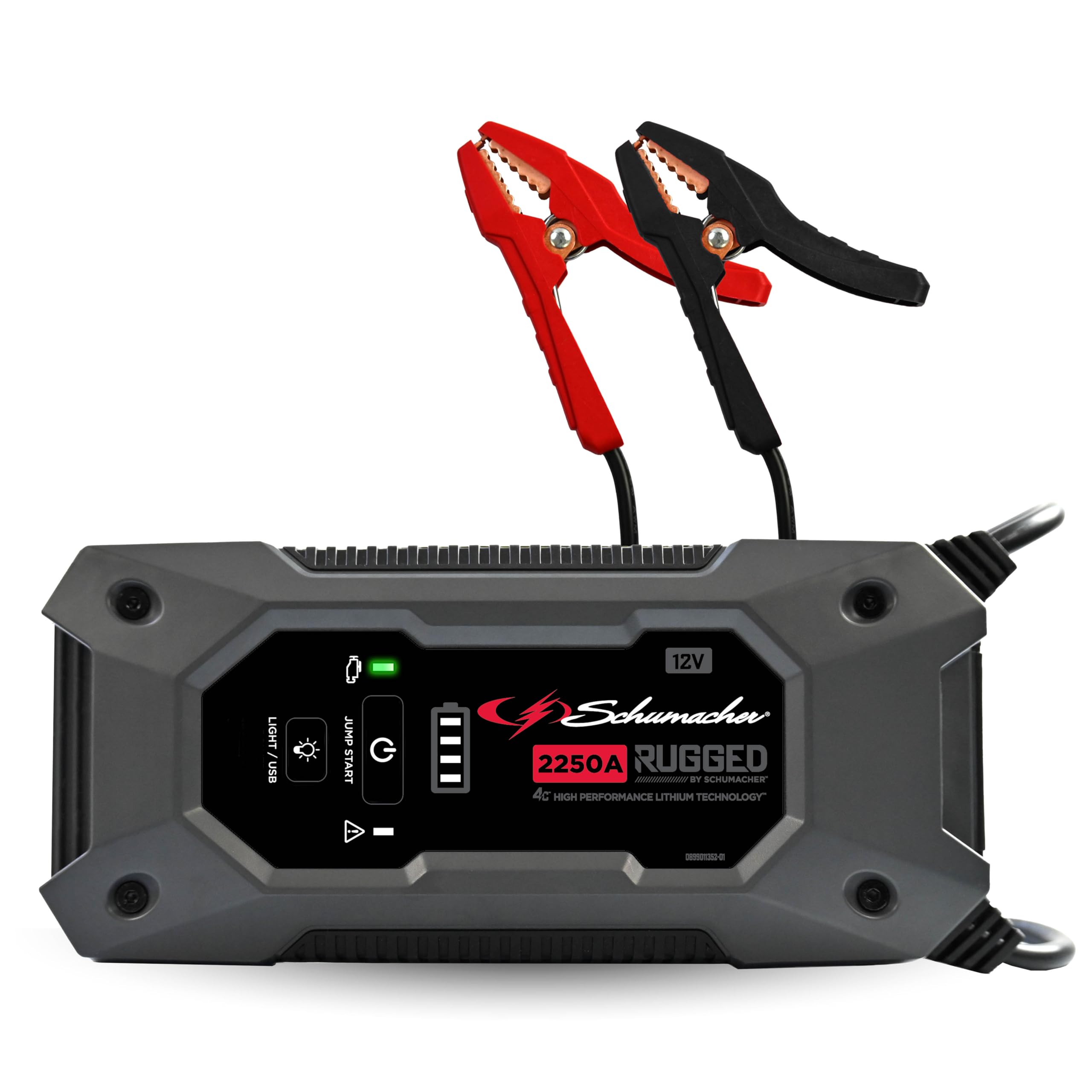 Schumacher Electric Rugged Lithium 2250A Jump Starter and Portable Power Pack, 3-in-1 Solution for 12V Batteries, 2.4A USB Charg