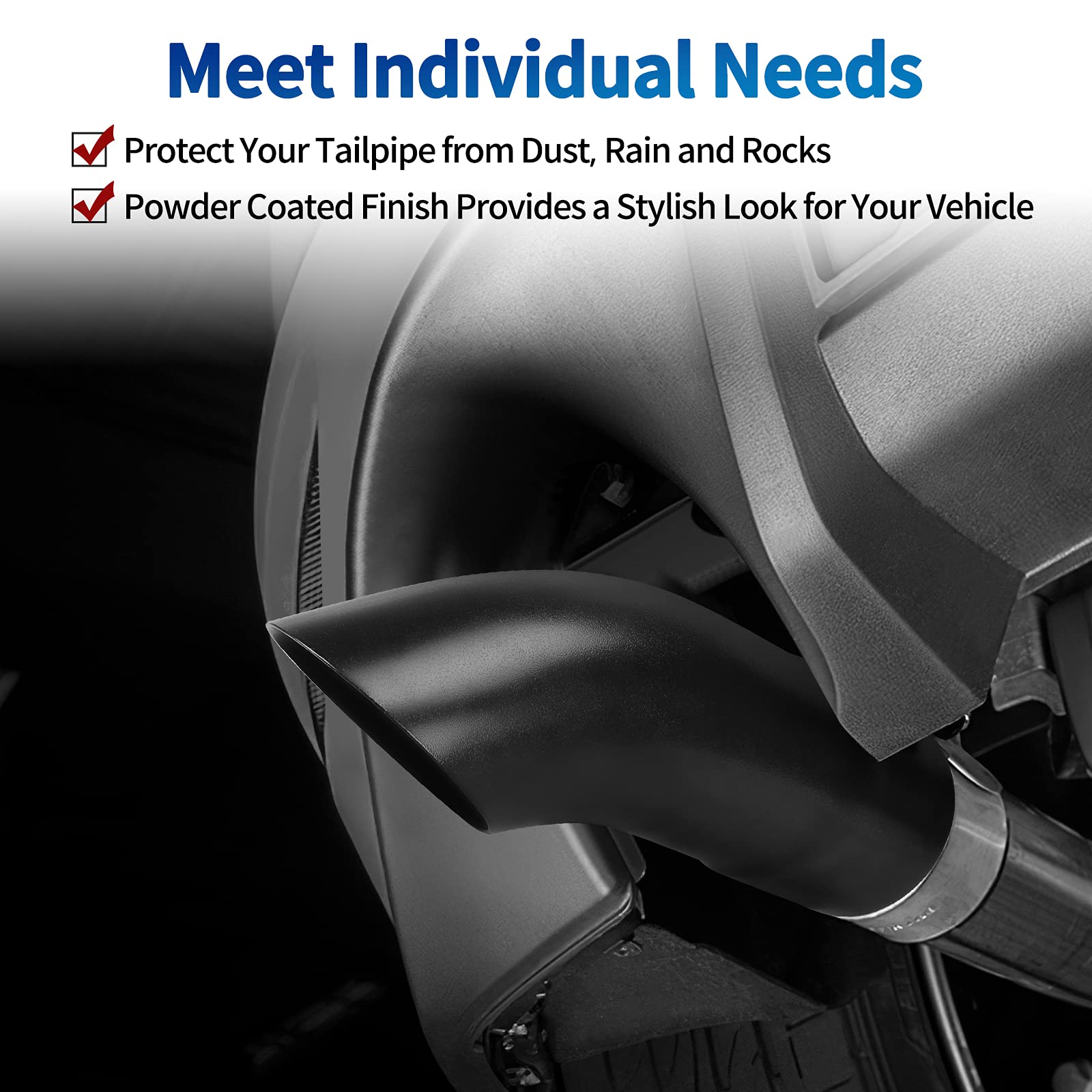 Autosaver88 2.25 Inch Black Exhaust Tip, 2.25'' Inlet 2.25'' Outlet 9'' Overall Length Powder Coated Finish Stainless Steel Turn