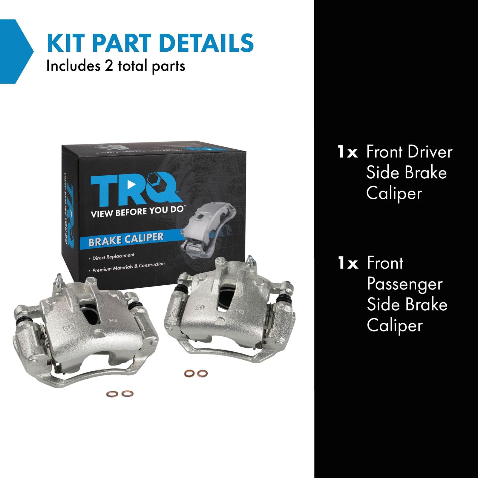 Trq Front Brake Caliper Set Compatible With 2009-2012 Hyundai Elantra 2010-2013 Kia Forte Forte Koup