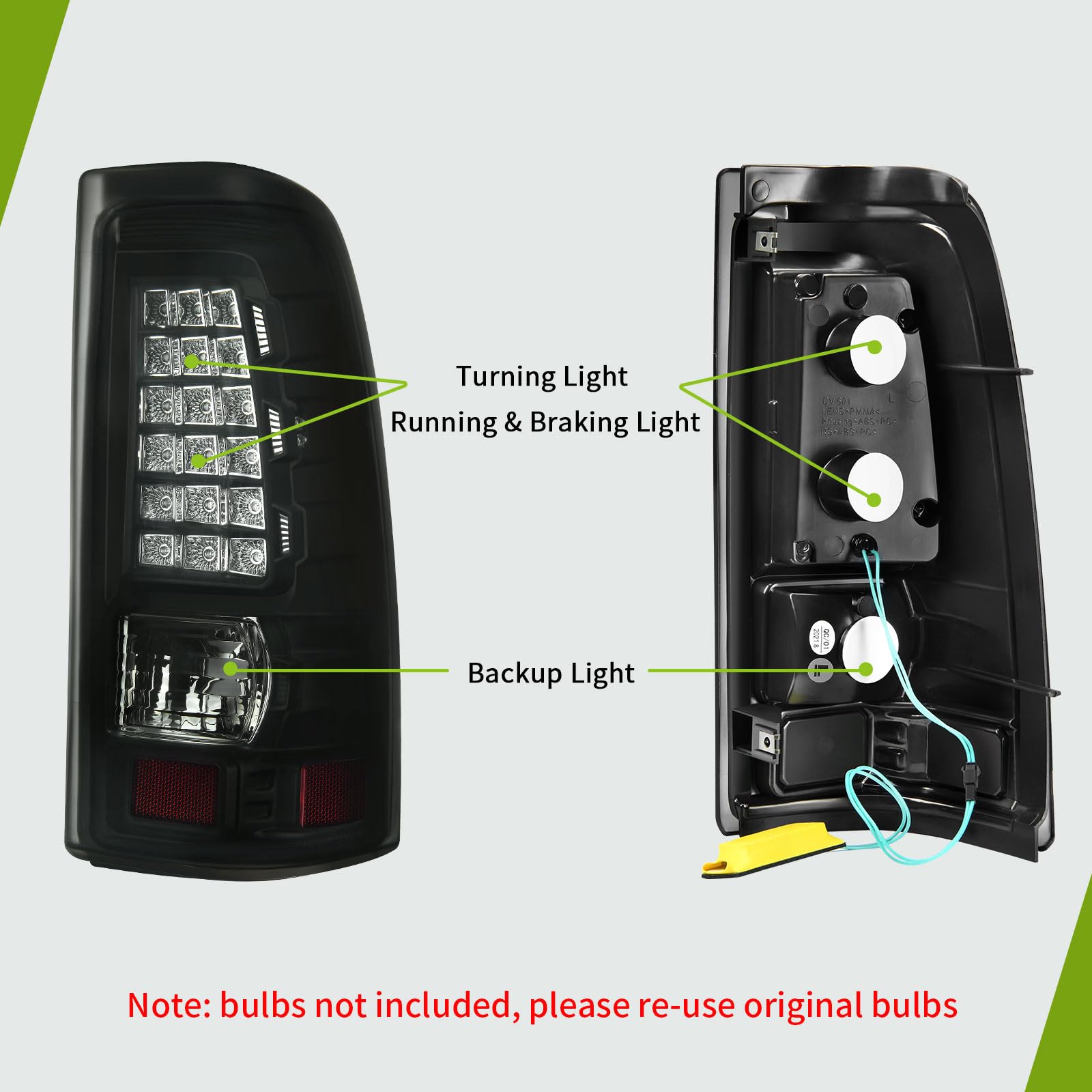 Autosaver88 Led Tail Light Assembly Compatible With 2003-2006 Chevy Silverado 1500/2500/3500 And 1999-2002 Gmc Sierra 1500/2500/3500 Black Housing And Smoke Lens (Fit Fleetside Models Only)