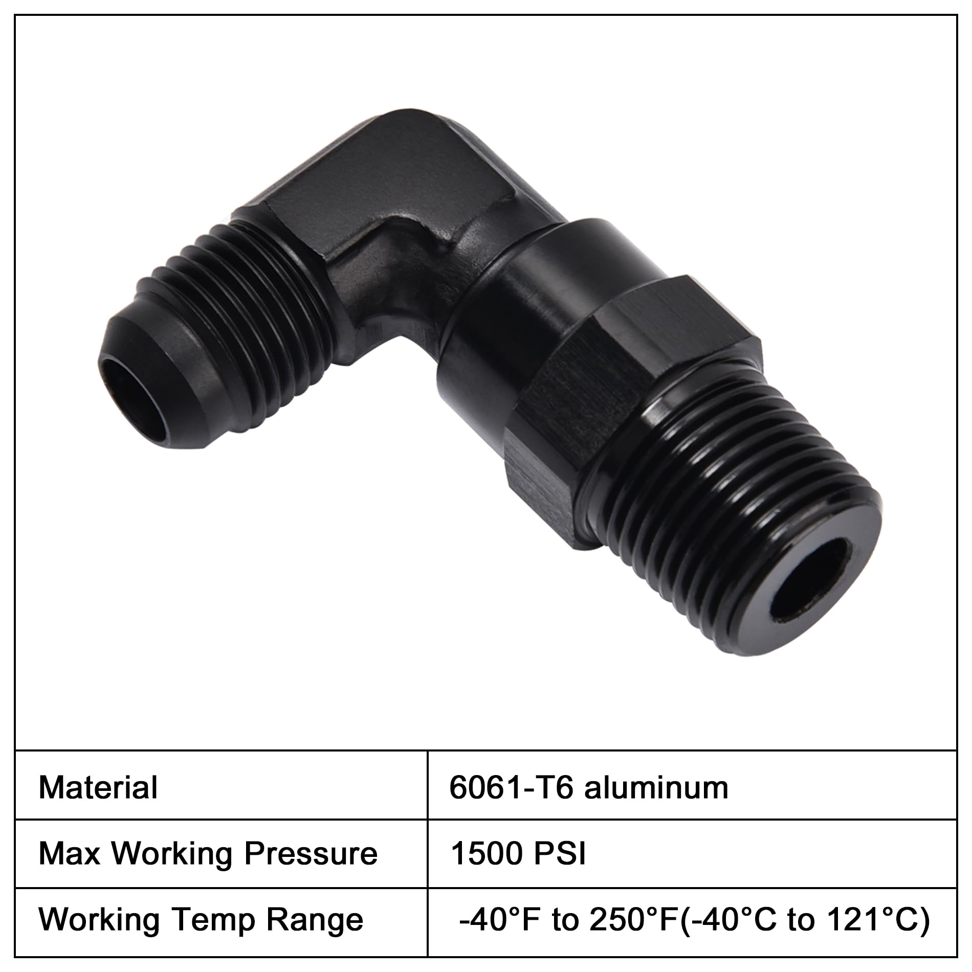 Evil Energy 6An Male Flare To 3/8 '' Npt 90 Degree Swivel Fitting Adapter Aluminum Black