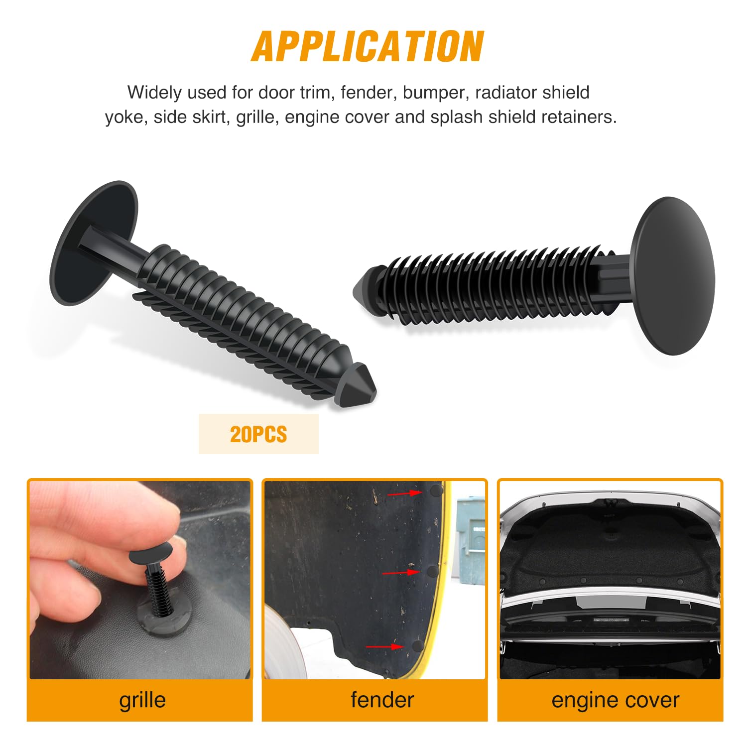 Gooacc 20Pcs Door Trim Car Push Pin Retainer Clips Splash Shield Retainers Compatible With Ford: W710532-S300 W710532S300 Ford M