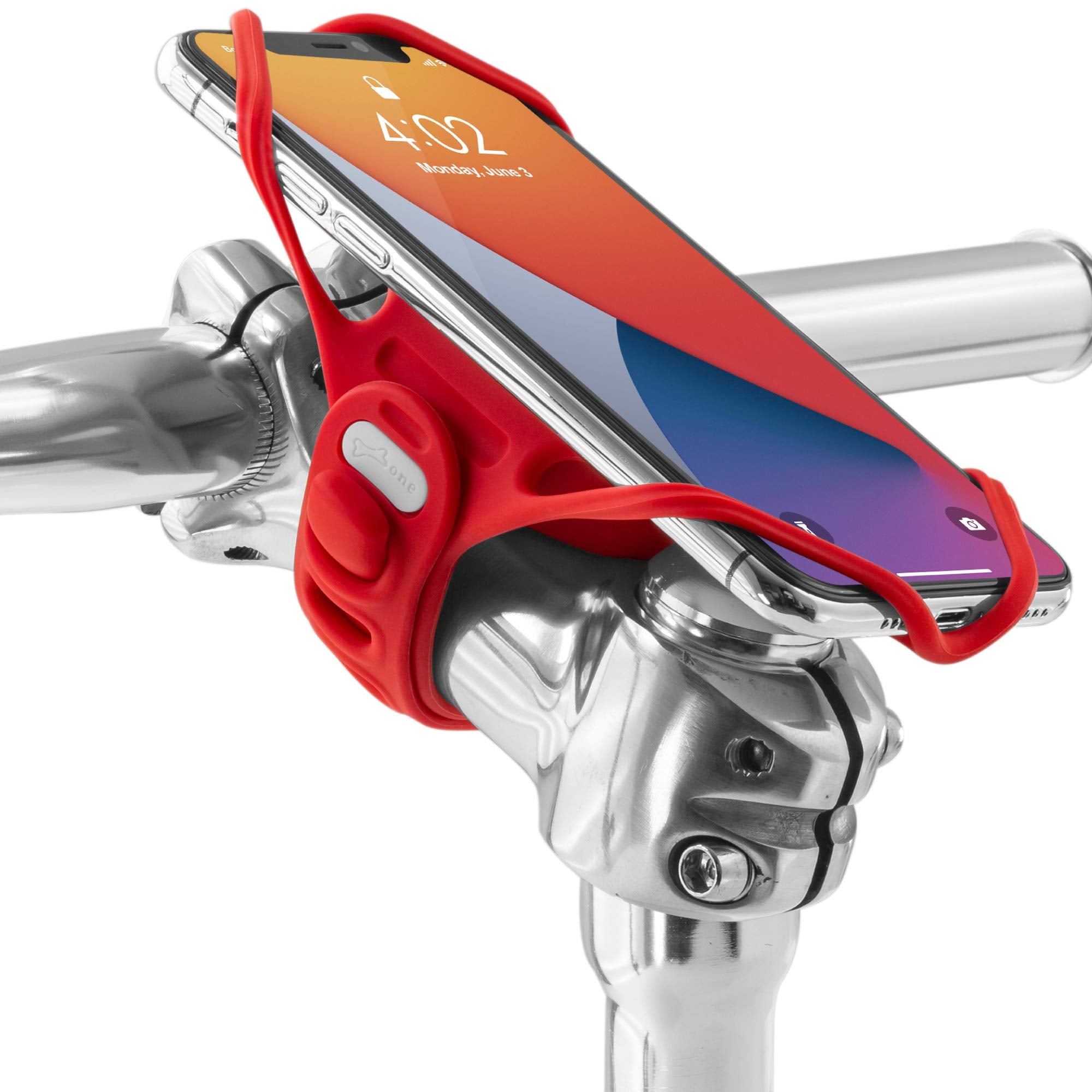 BONE? Bike Tie Pro 4 Bike Phone Mount Bicycle Phone Holder for Stem Mounting 4.7-7.2 Cell Phones, Ultra Light Phone Mount for Bi