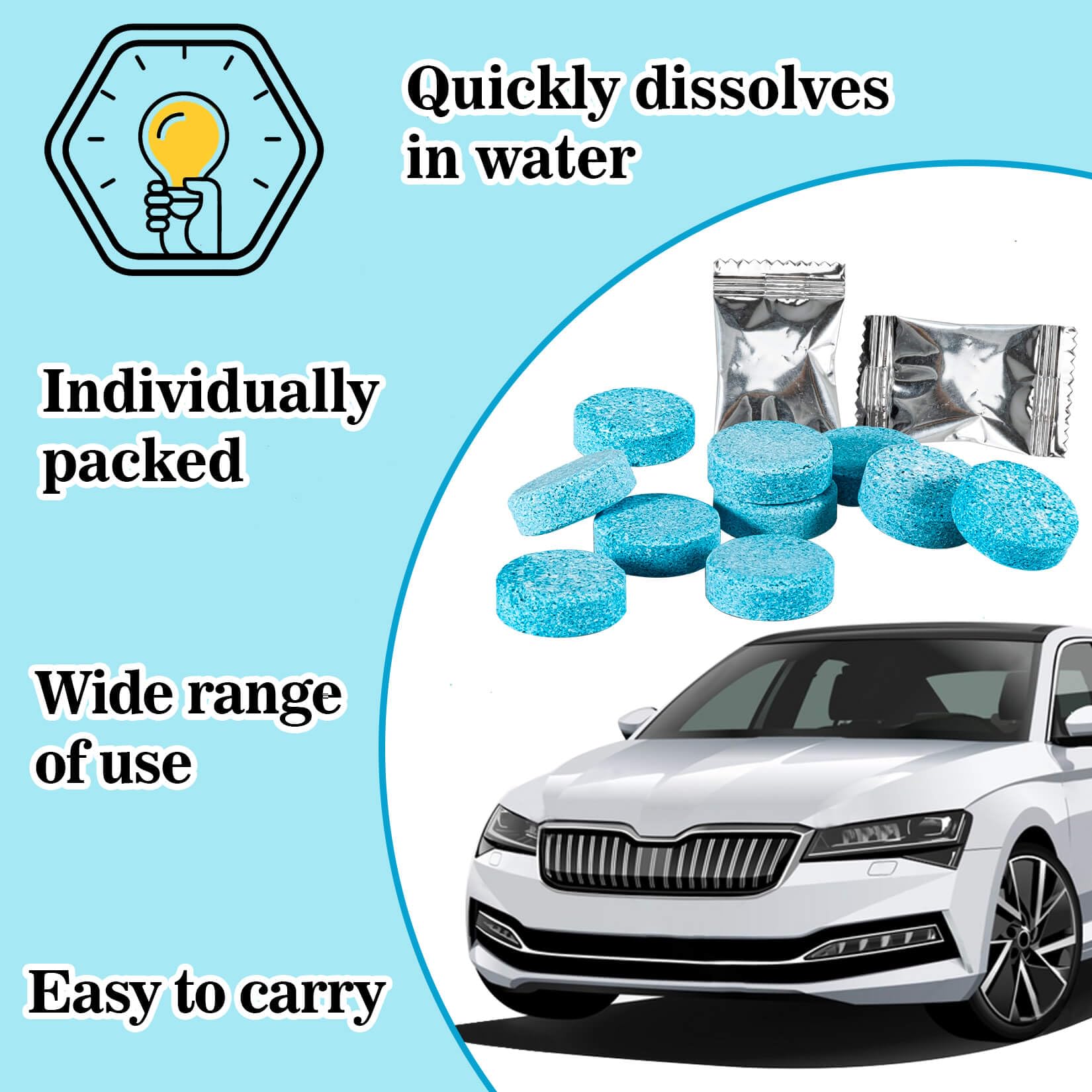 Sukh Car Windshield Washer Tablets - Washer Fluid Tablets Glass Cleaner Concentrate Car Windshield Wiper Fluid Car Windshield Cl